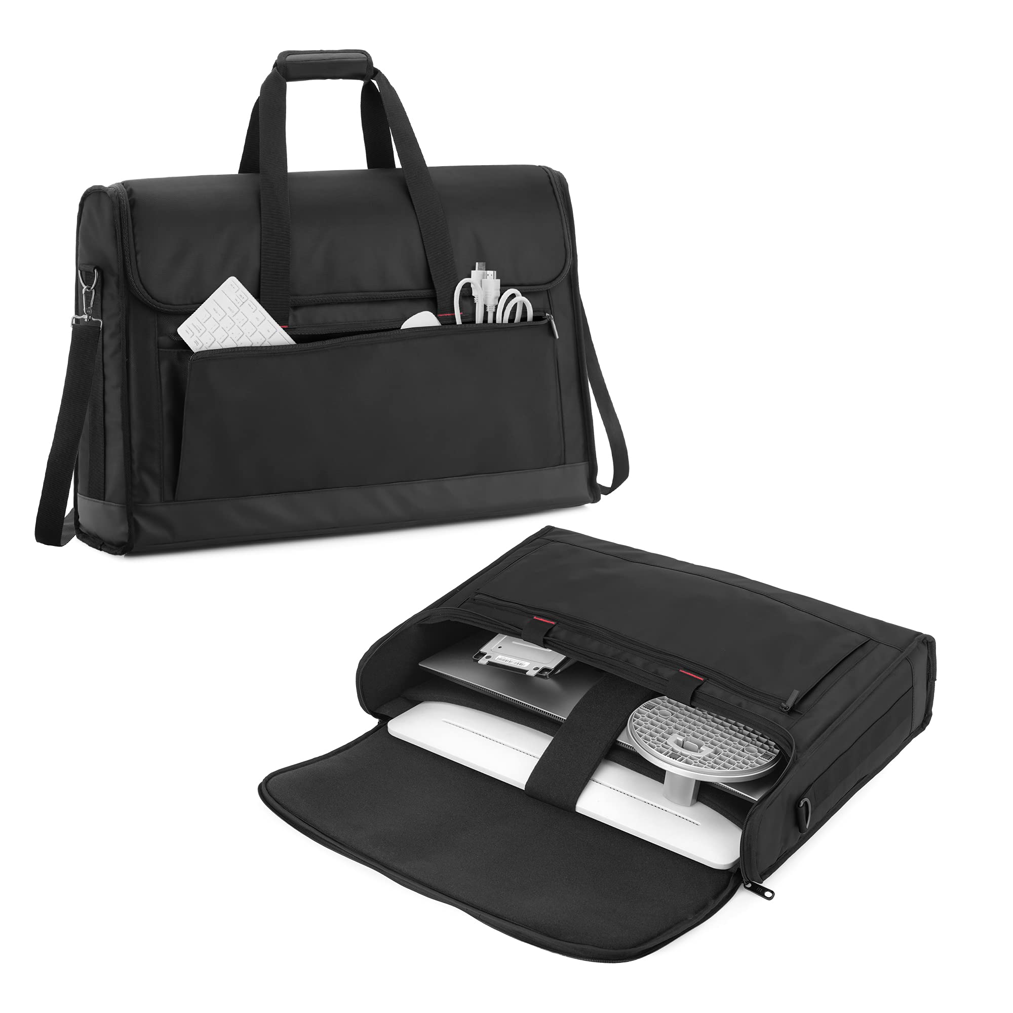 Trunab LCD用キャリングバッグ 24インチ用 LCD用（液晶ディスプレイ）トートバッグ ポケット付き ハンドル付きバッグ ブラック