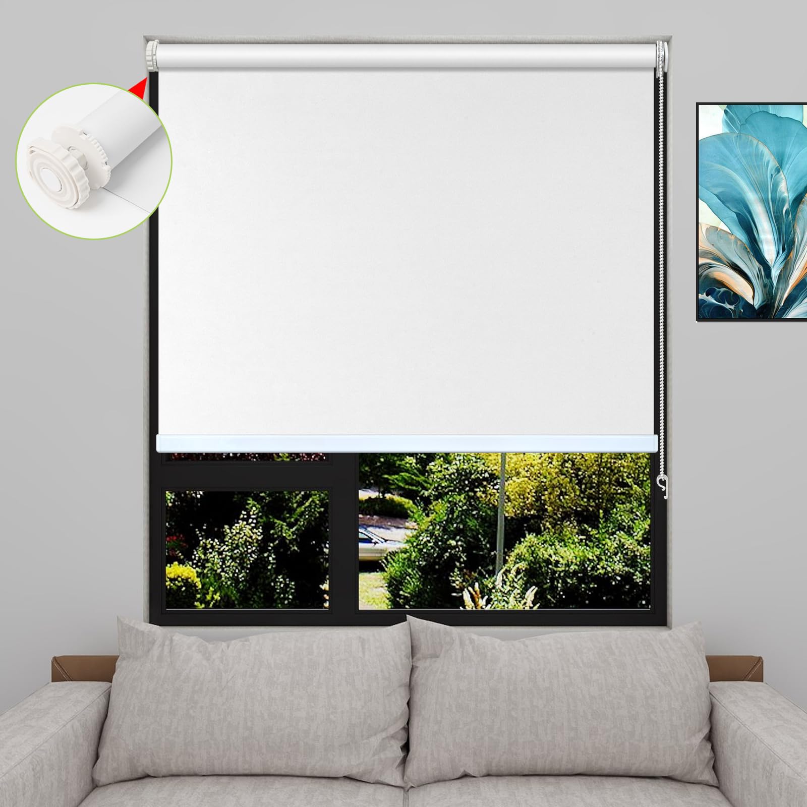 FHSBlinds ロールスクリーン ロールカーテン 突っ張り式 オーダーメイド 1級遮光 つっぱり式 0.5cm単位オーダー可能 防寒 チェーン式 遮熱 防水 UVカット 紫外線対応 目隠し 防風性 調光 幅30~230cm/丈・250cm 省エネ 断熱