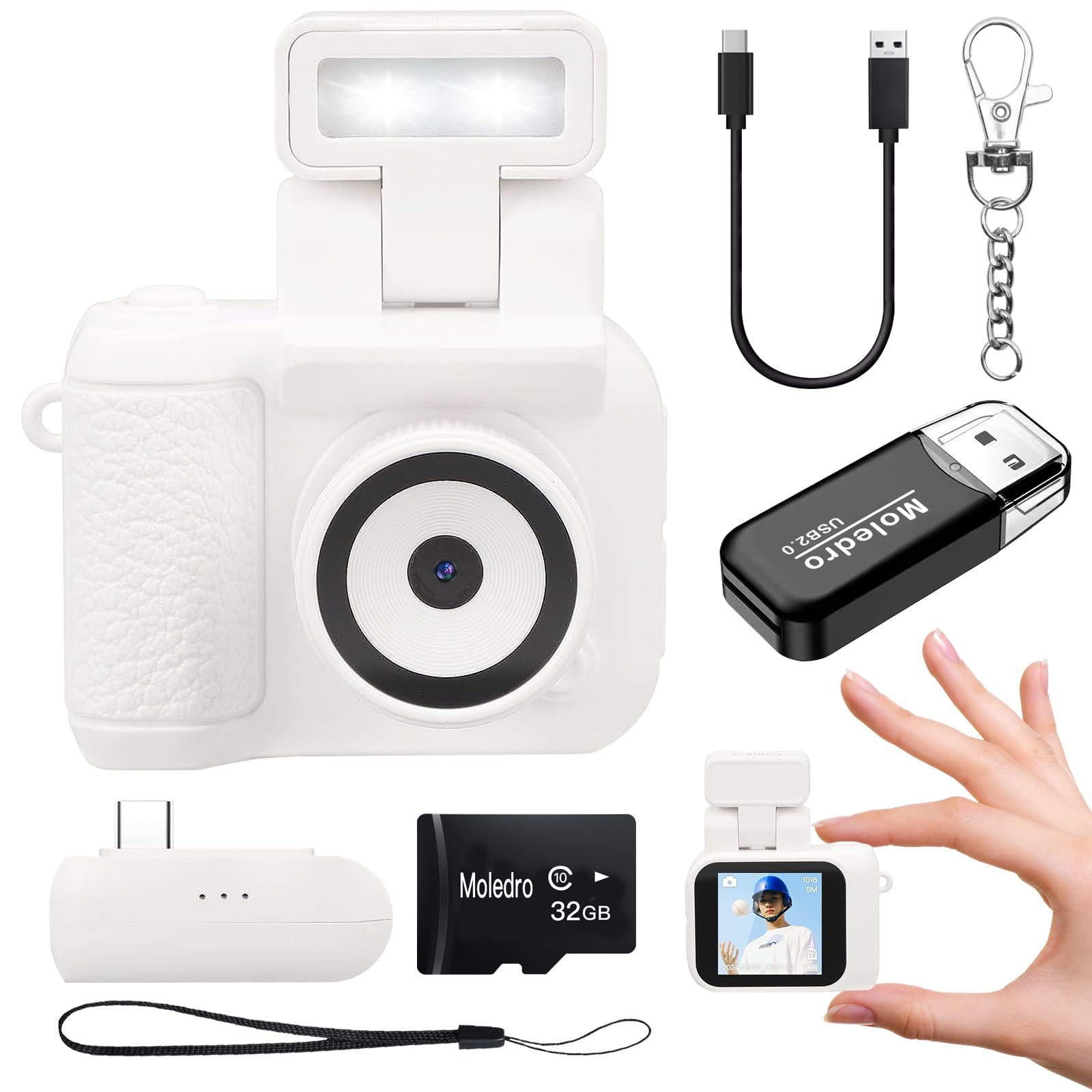 Moledro Ķ�����ǥ����륫��� �ߥ˥���� �ǥ����� 1080P�ӥǥ� 200������ 32GB�ޥ�����SD�������դ� ���ť١����դ� 1.44��������� ...