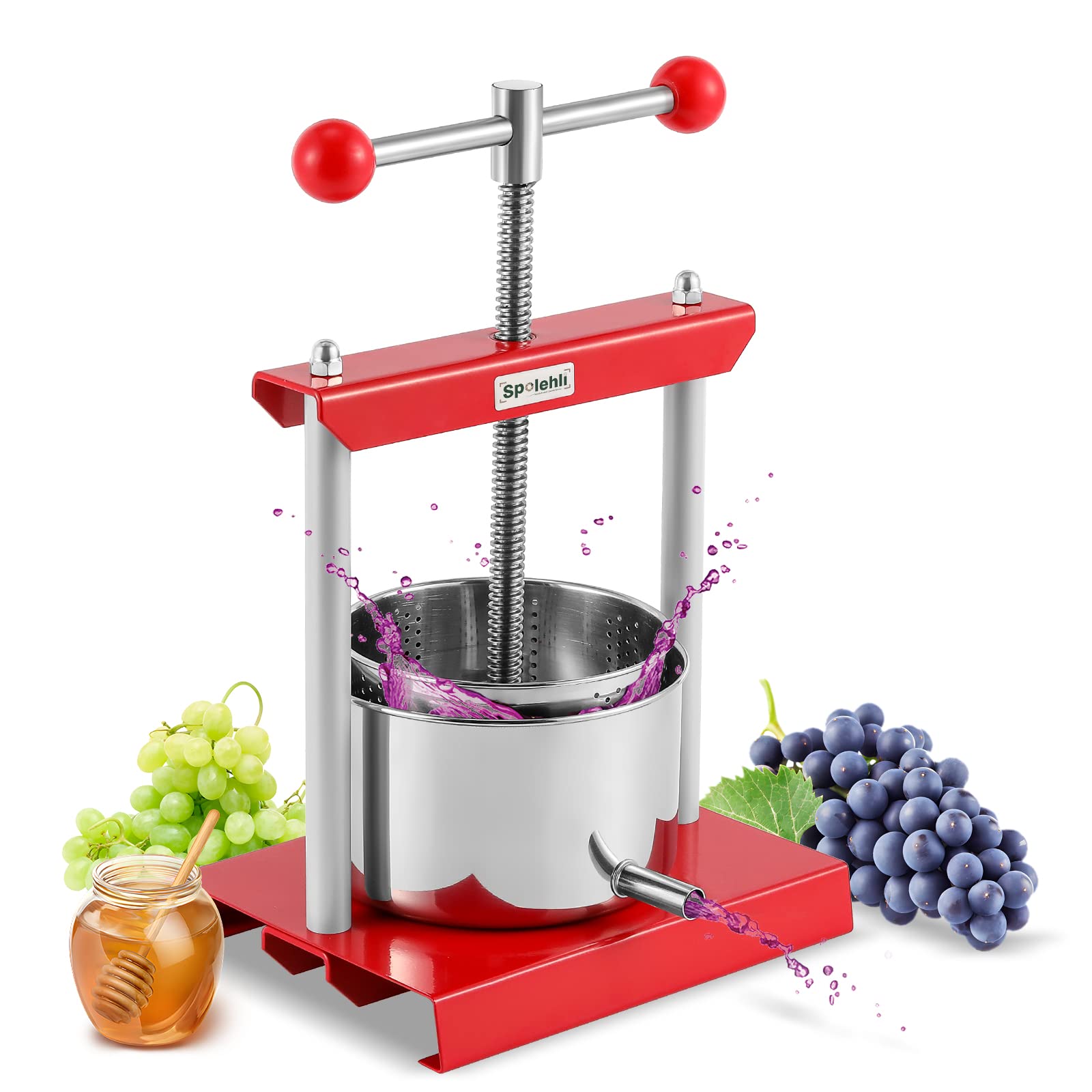 Spolehli 2L手動 ブドウ 圧搾機 蜂蜜圧搾機 果汁絞り器 【健康生活】 脱水機 2/3/5L容積選択でき フィ..