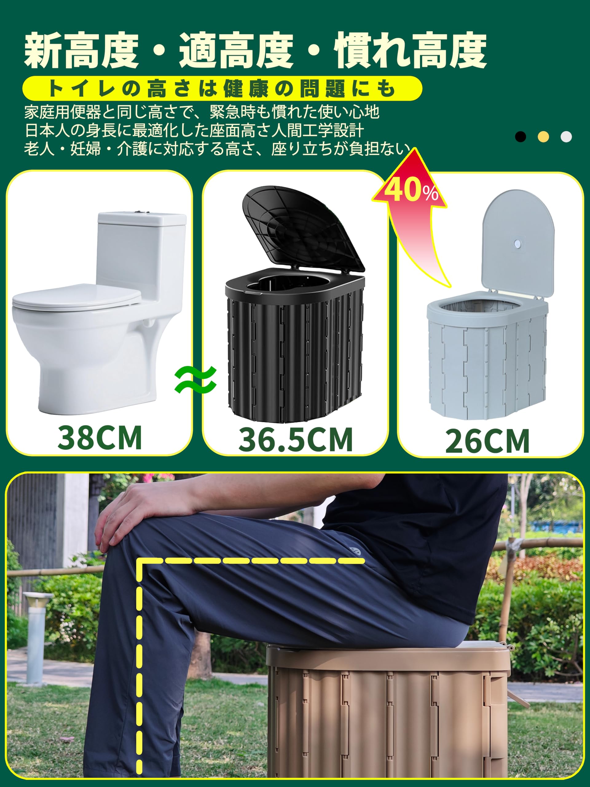 MOARS 簡易トイレ 防災グッズ 耐荷重2倍アップ 200KGまで 家庭トイレと同じ高さ 緊急時も快適に 10年以上保存 折り matsukageya-10208592 松陰屋 楽天市場店 サンプル画像2