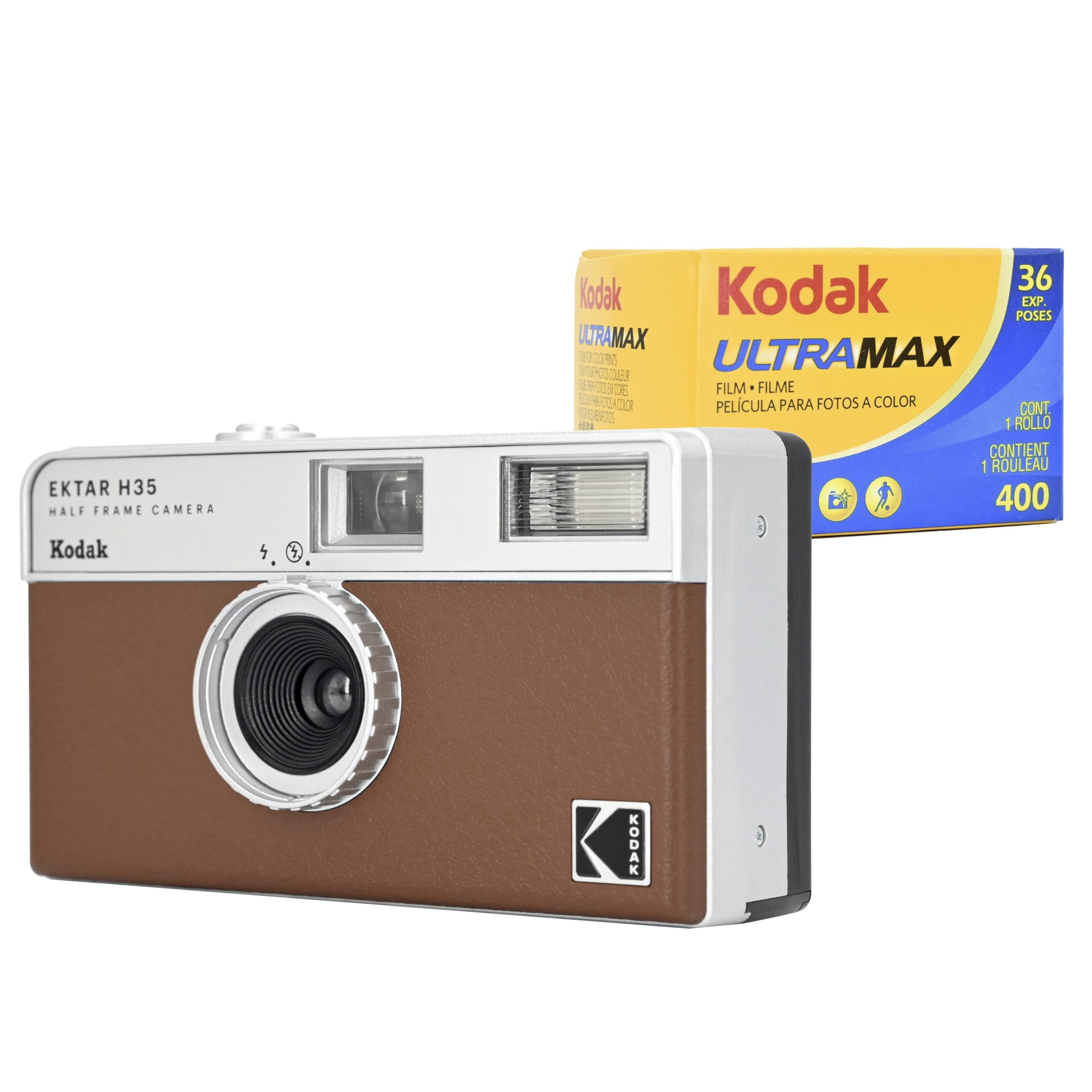 KODAK EKTAR H35 ハーフフレームフィルムカメラ (ブラウン) Kodak Ultramax 400/36EXP 35mmロールフィルムセット