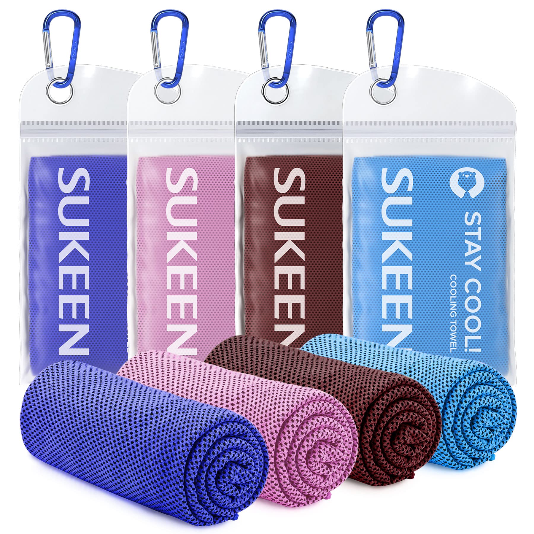 Sukeen 冷感タオル 瞬間蒸発冷却 スナップ冷却タオル スポーツ ヨガ ゴルフ ジム 首冷却 ワークアウト..