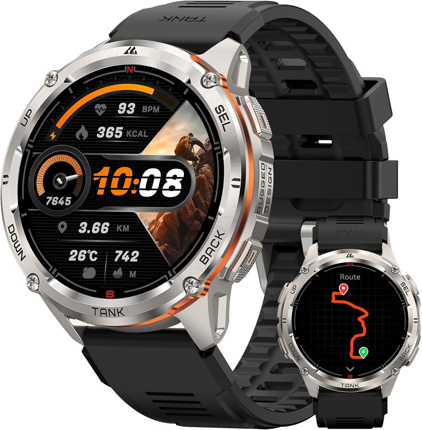 KOSPET Tank T3 Ultra 2 スマートウォッチ メンズ GPS内蔵 5ATM/IP69K防水 Bluetooth通話 メッセージ通..