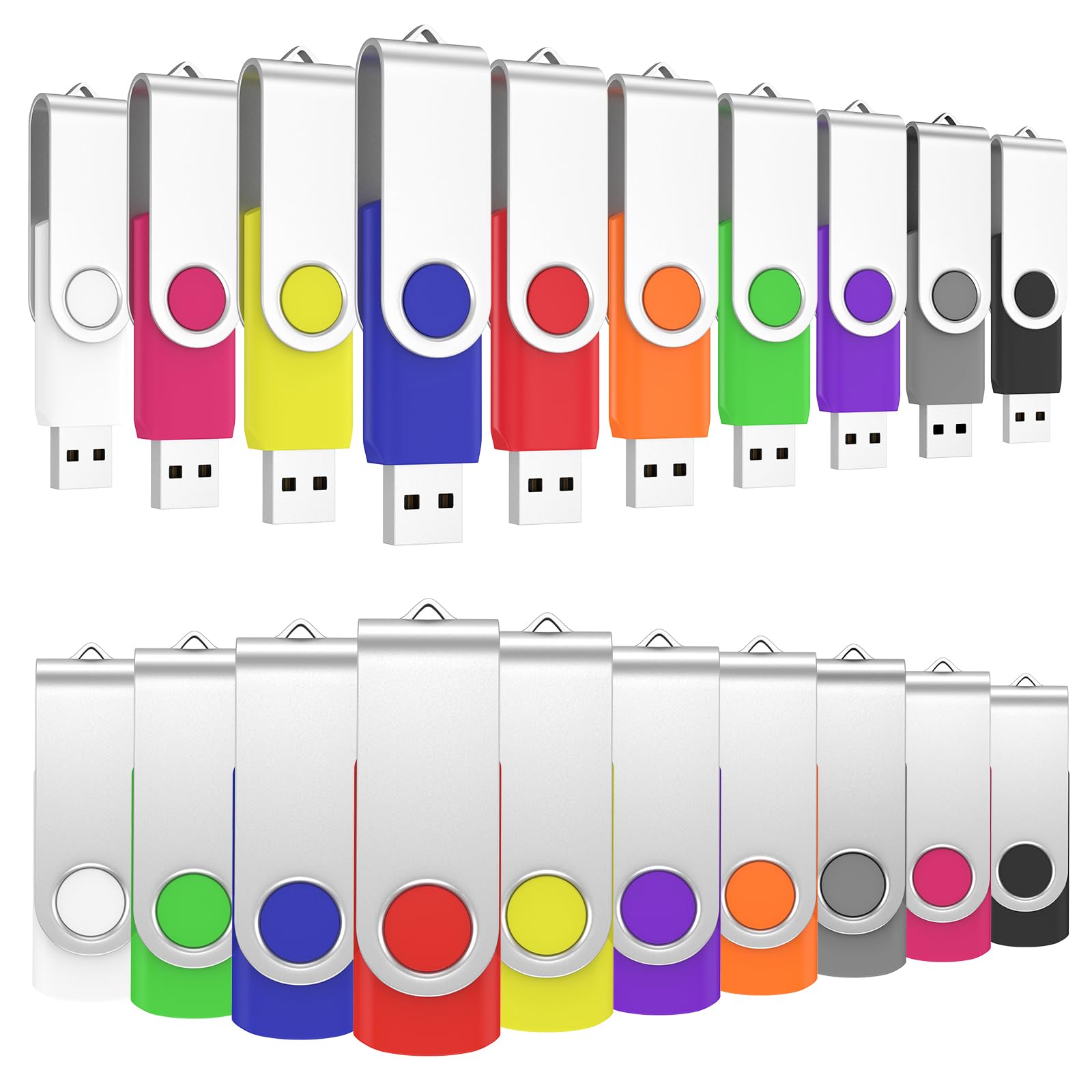 樂天商城 - ABLAZE USBメモリ 8GB 20本セット USB2.0 スイベル式 フラッシュドライブ ストラップ付き データ保存用 カラーミックス 業務用（無地USBメモリ）