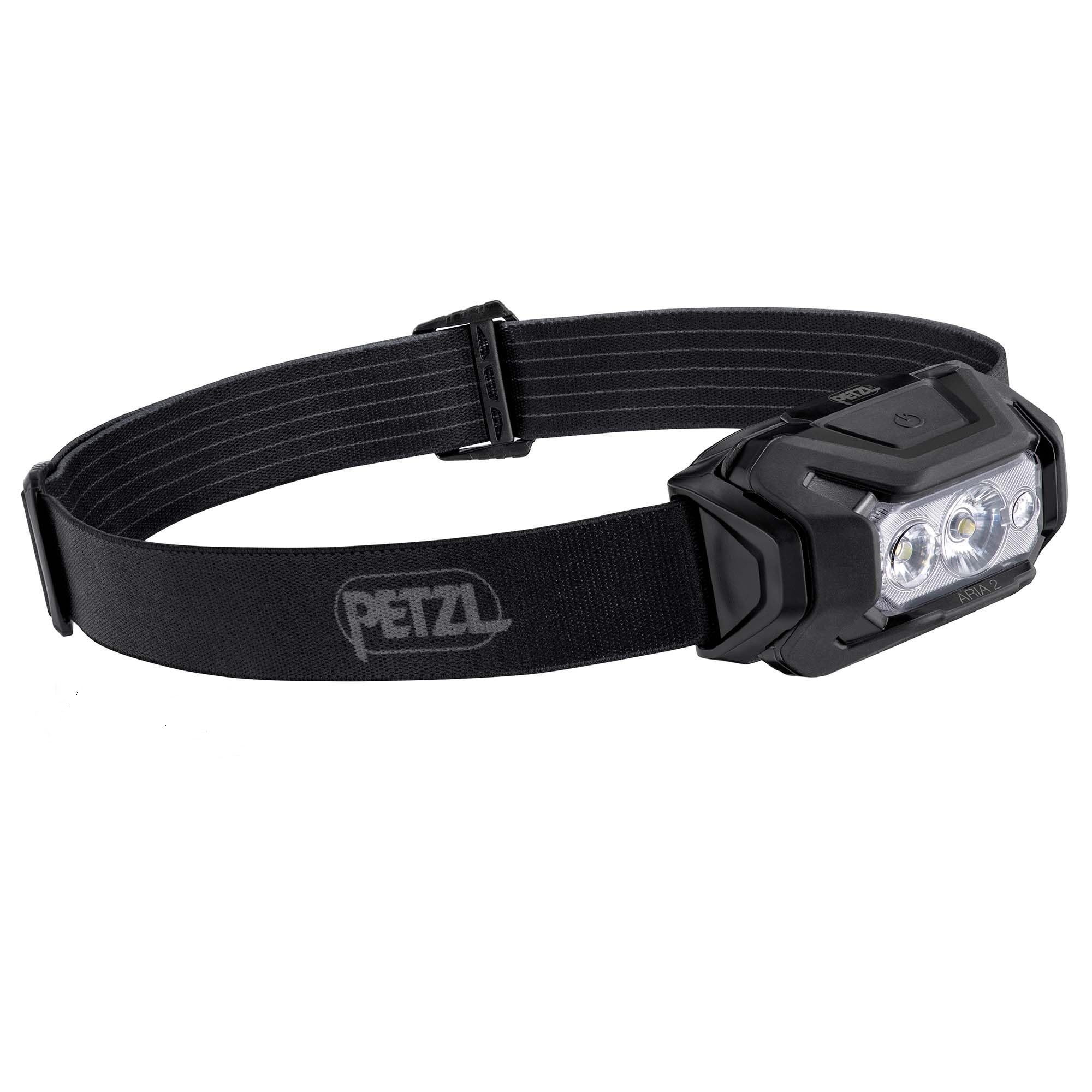 PETZL ARIA 2 RGB コンパクト 耐久性 防水 ヘッドランプ ホワイト/レッド/グリーン/ブルーモード 450ルーメン ブラック/イエロー