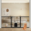 Fairy Baby ベビーゲート ペットゲート ペットドア付き 猫 犬 ゲート 高さ76cm ベビーフェンス 突っ張り式 ダブルロック 自動閉鎖 両開き扉 赤ちゃんゲート ベビーガード 玄関 階段 拡張フレーム付き(ブラック、取付幅187-201cm)