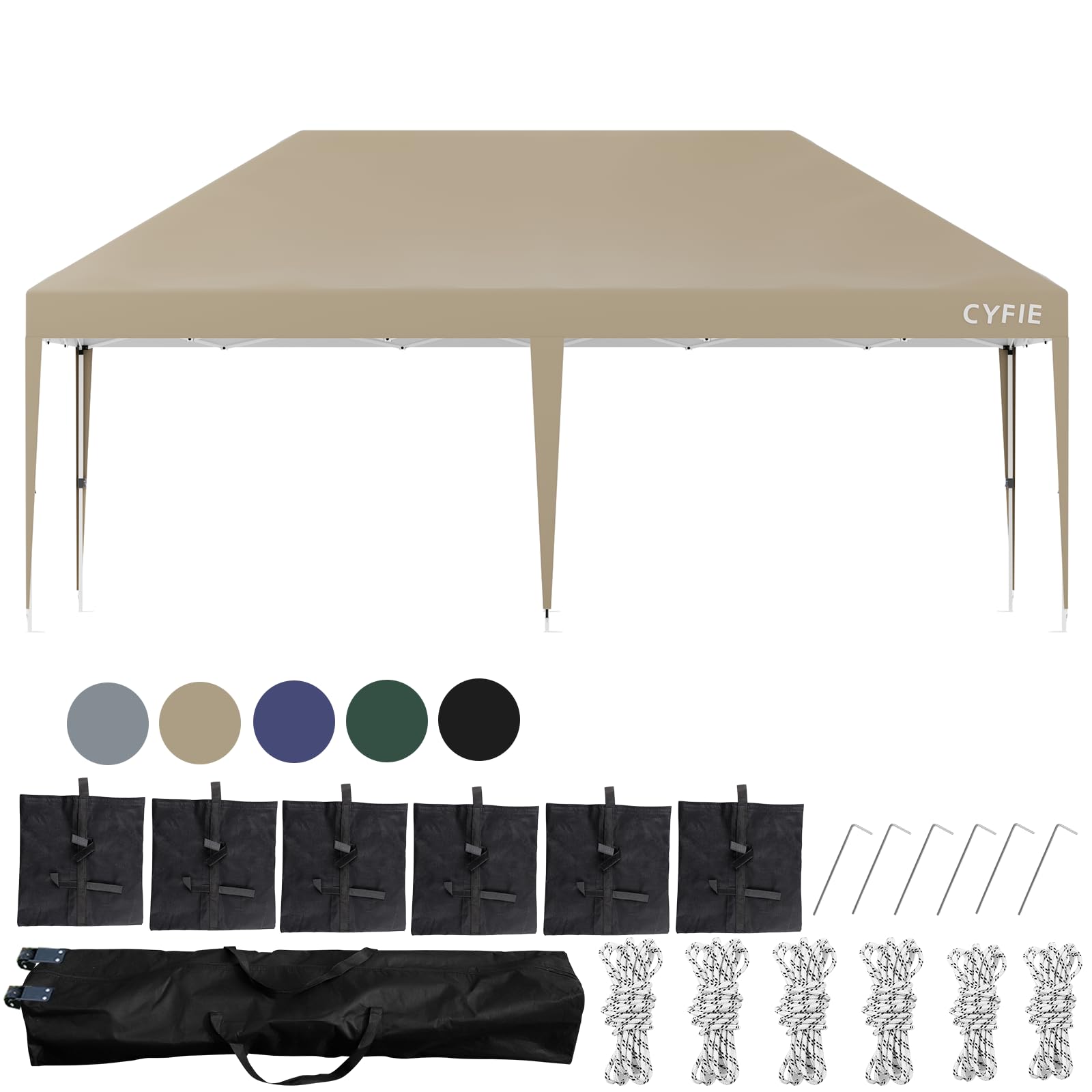 楽天松陰屋 楽天市場店CYFIE タープテント 3m×3m/3m×6m（強化型!） サイドシート付 高さ3段階調節 扉と窓 uvカットワンタッチタープテント サンシェード 高耐水加工 日よけ 組立簡単 持ち運び便利 キャンプ/ピクニック/運動会/アウトドア/集会用/試合応援 収
