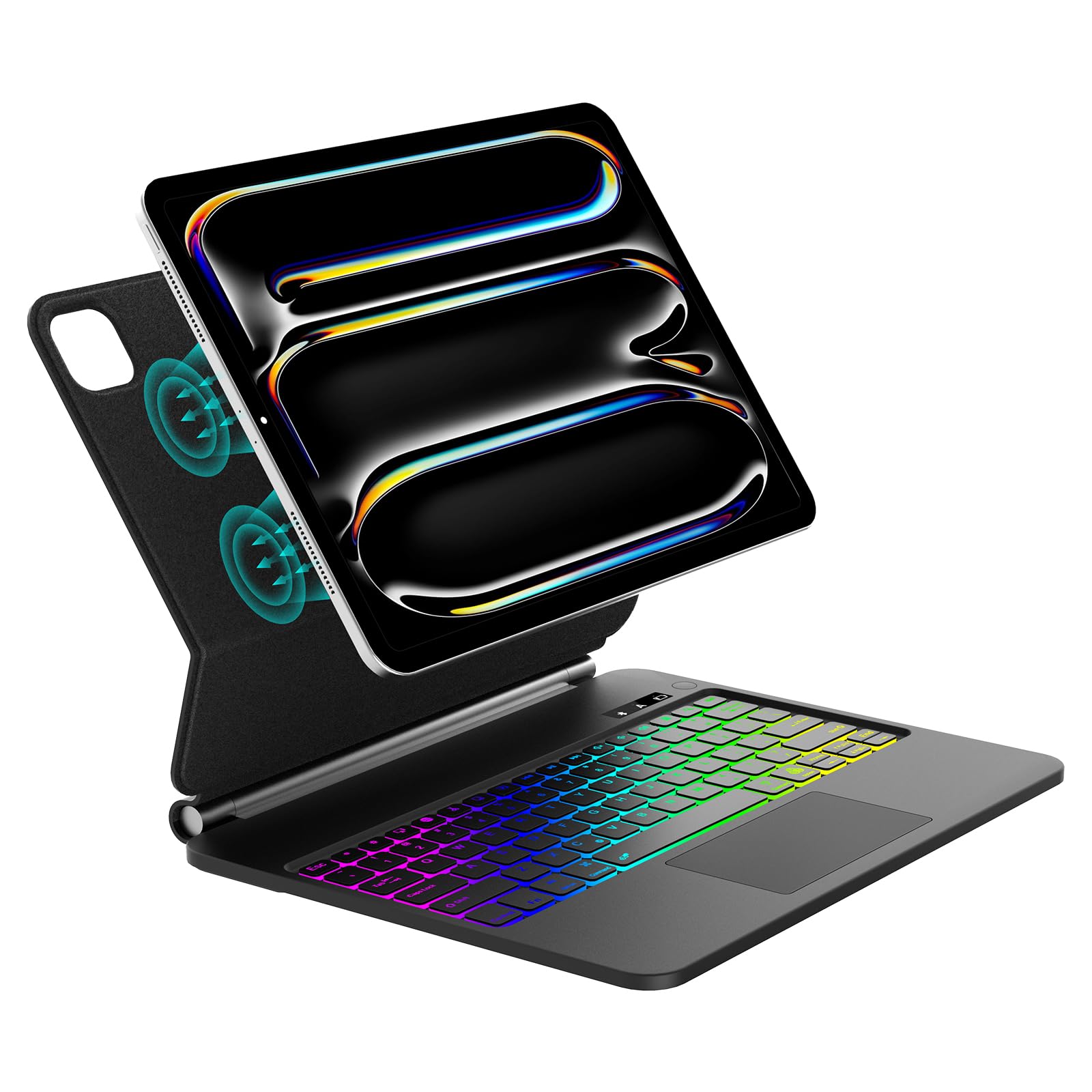 【2025年最新型】マジックキーボード iPad Pro 13インチ 2025 (MA) 2024 (M4) iPad Pro 13 キーボードケース マルチタッチジェスチャー対応 バックライト付き フローティングデザイン ブラック