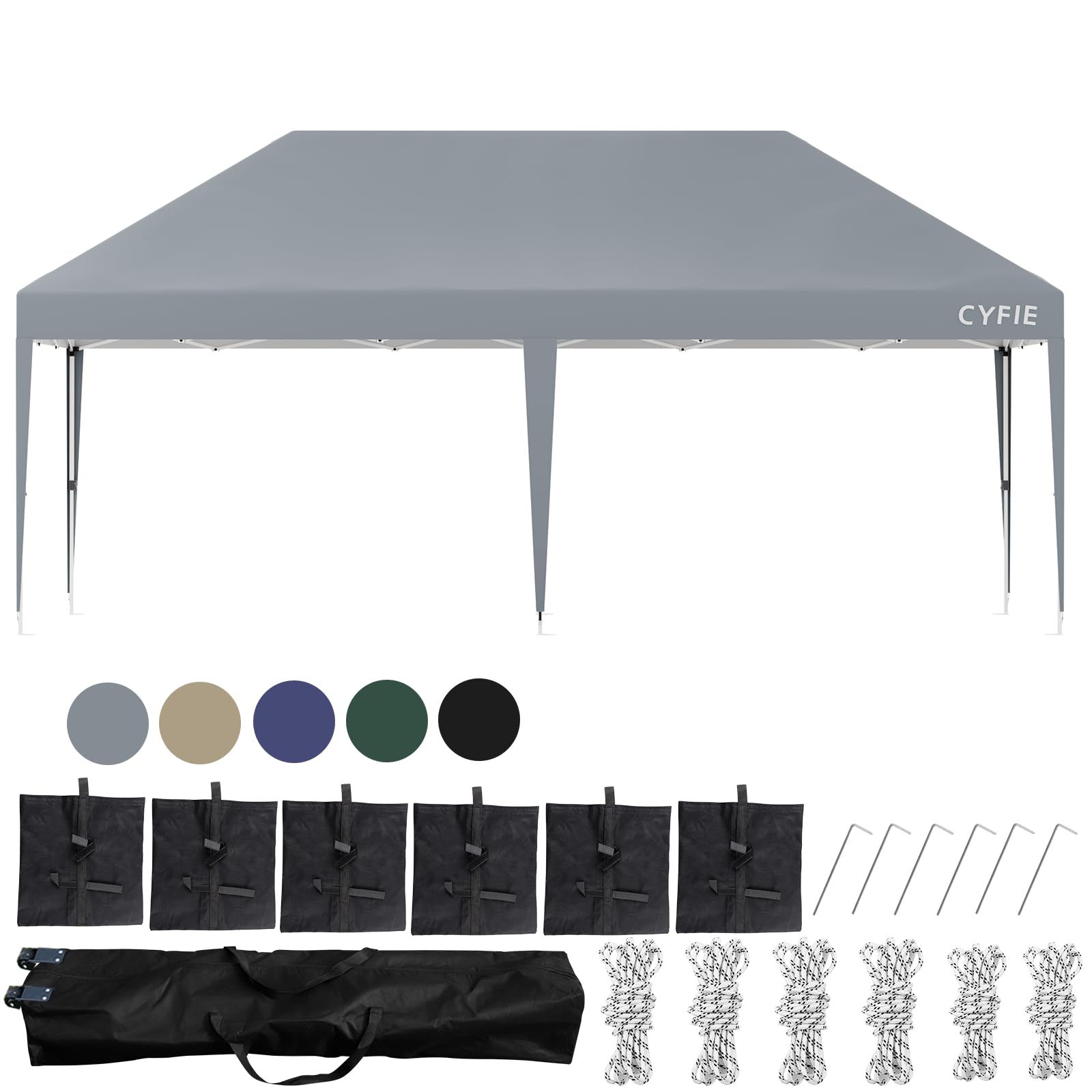 楽天松陰屋 楽天市場店CYFIE タープテント 3m×3m/3m×6m（強化型!） サイドシート付 高さ3段階調節 扉と窓 uvカットワンタッチタープテント サンシェード 高耐水加工 日よけ 組立簡単 持ち運び便利 キャンプ/ピクニック/運動会/アウトドア/集会用/試合応援 収
