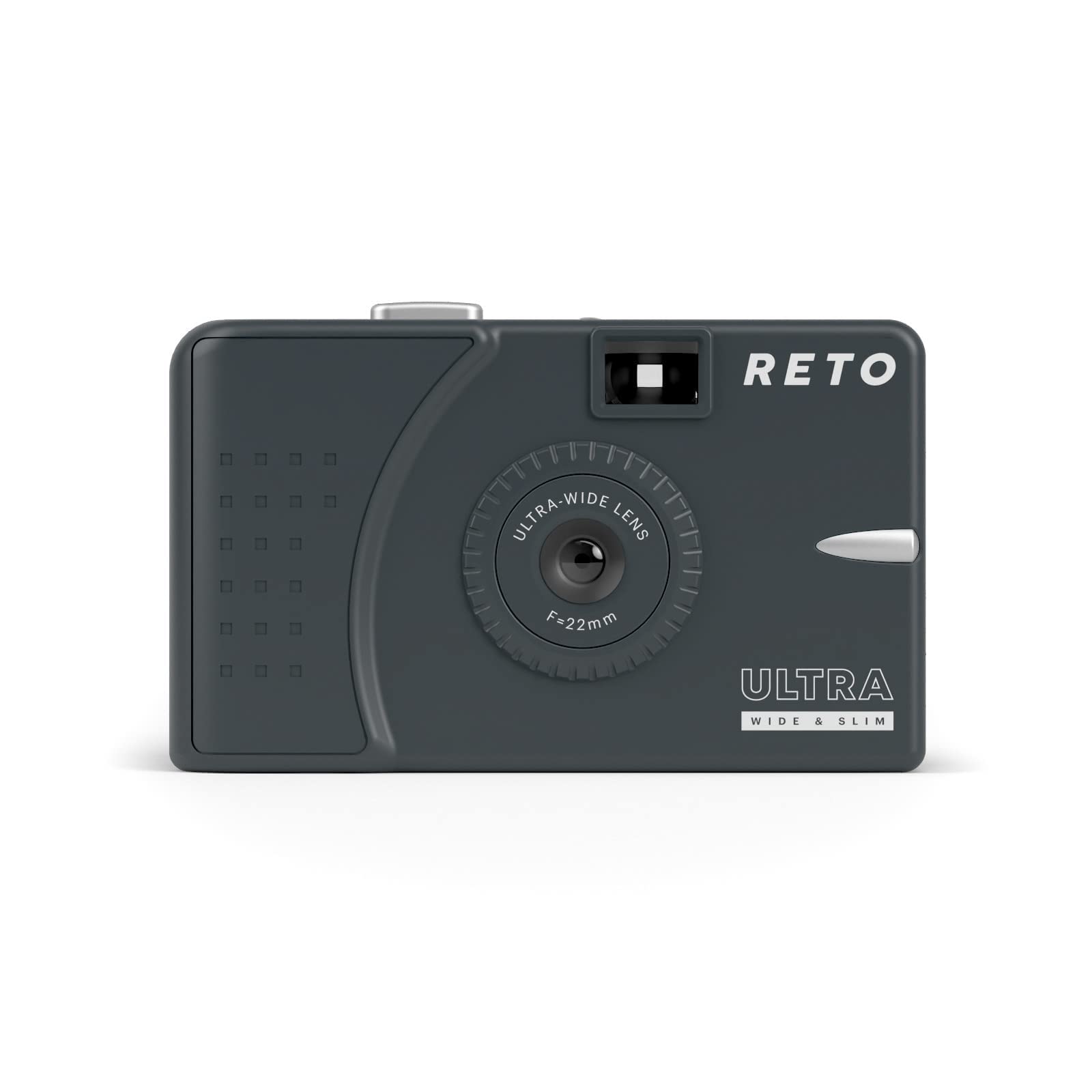 RETO Ultra Wide & Slim 35mm 再利用可能な昼光フィルムカメラ - 22mm 広角レンズ、フォーカスフリー、軽量、使いやすい (チャコール)