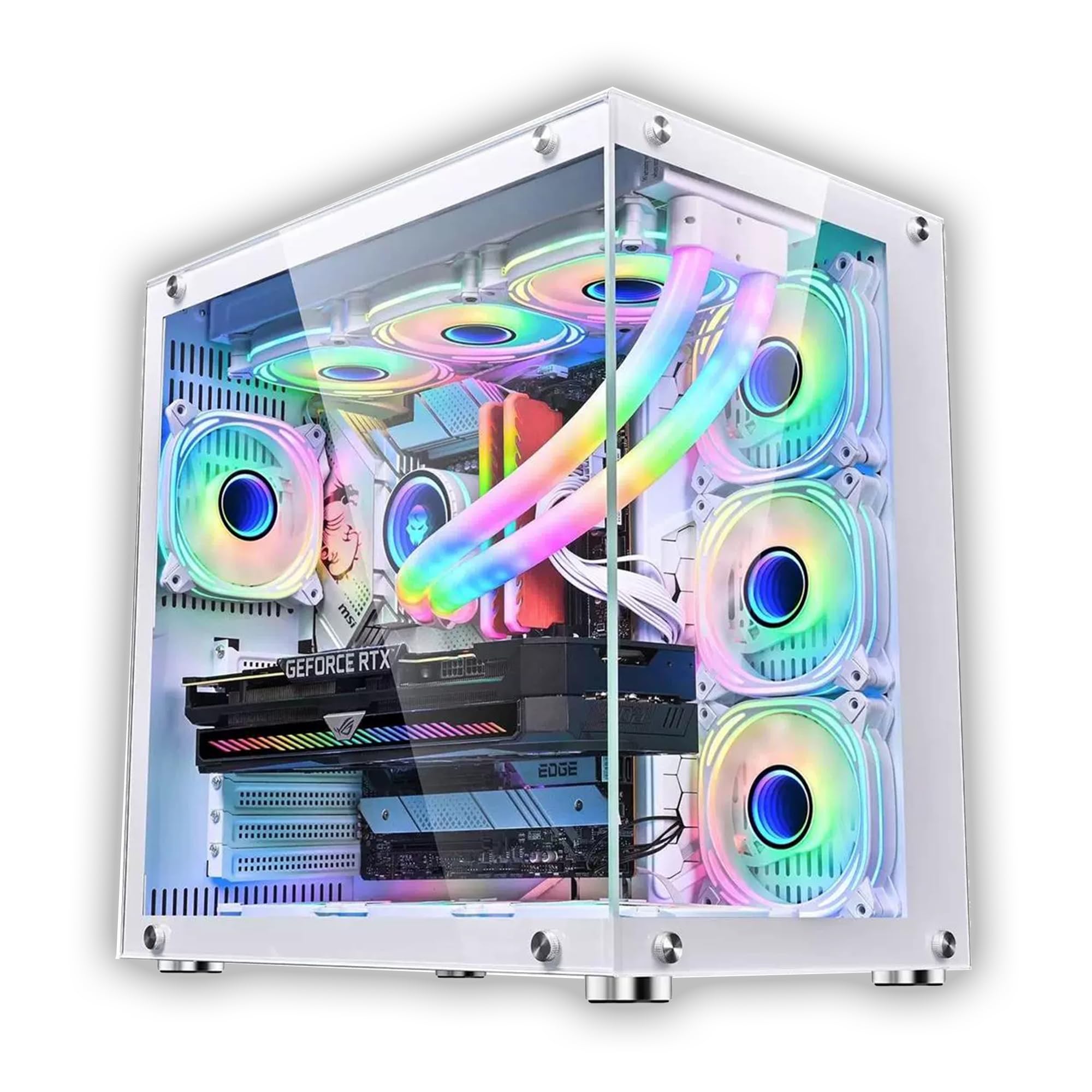 pcケース ミドルタワー atx ピラーレスpcケース type-c高速インターフェースUSB3.0 合金鋼強化ガラス ATX/MATX/ITX/Micro-ATXマザーボード対応 空冷対応 360水冷対応 (ホワイト)