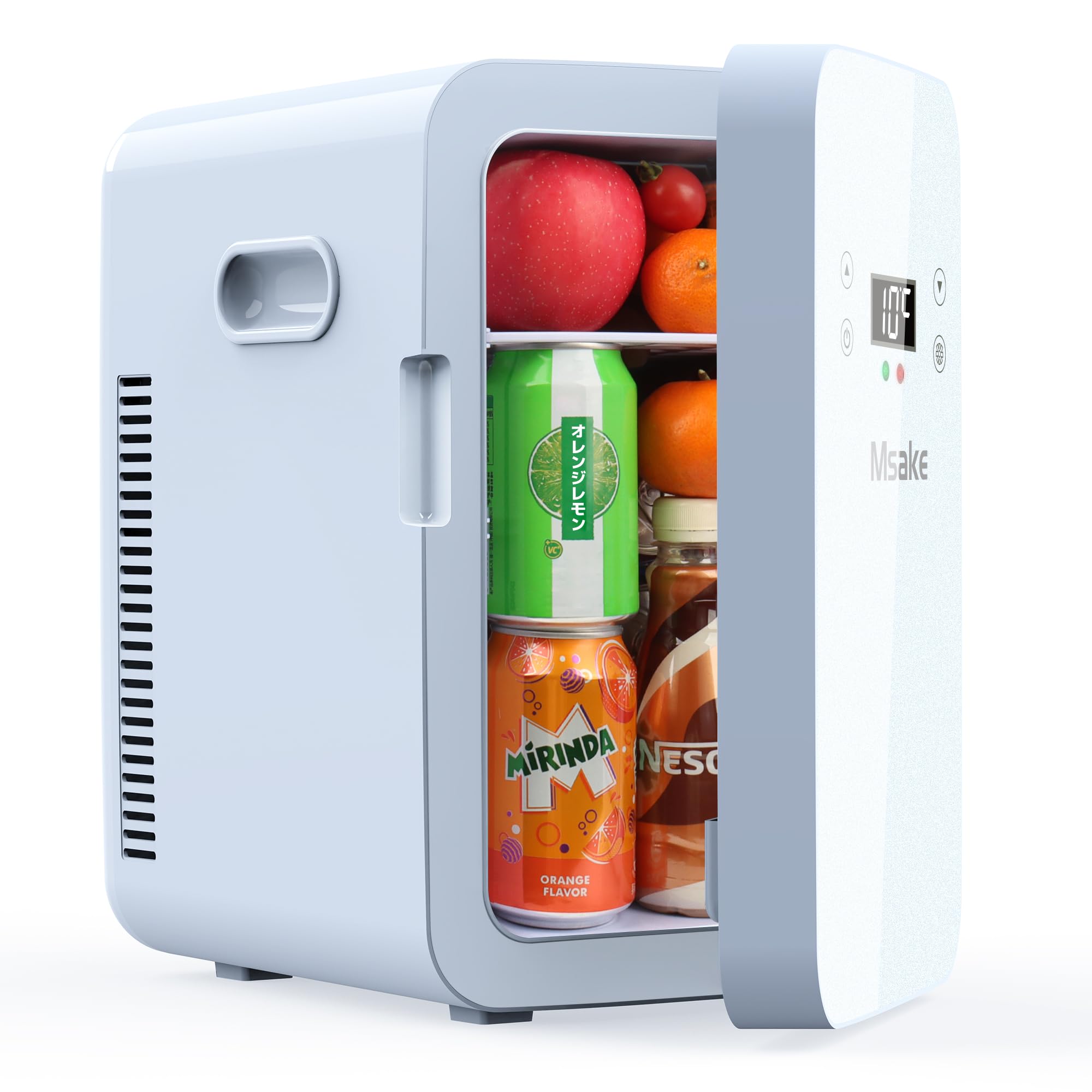 Msake 小型冷蔵庫 12.8L ミニ冷蔵庫 ポータブル冷蔵庫 保温・保冷両用 0℃・60℃ 温度調節可 ダブルペルチェ式 高密度発泡ウレタン 省エネ 静音 タッチ操作 誤操作防止 LCD温度表示 AC/DC給電 12V車対応 車中泊 キャンプ アウトド