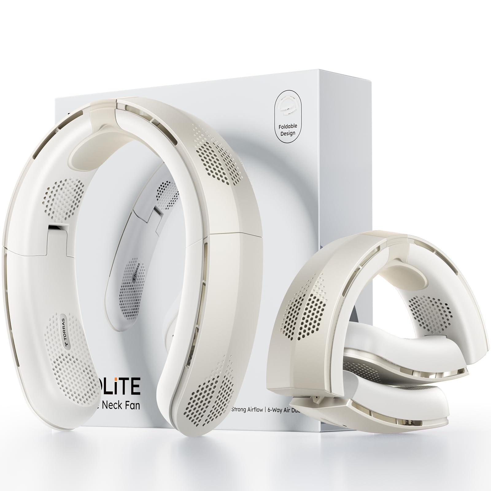 【前後・上下暴風】 TORRAS ネッククーラー 首掛け扇風機 ネックファン【2025新登場 COOLiTE 首かけ扇風機 折りたたみ】 首掛けファン 静音 羽なし 軽量 4000mAh 14時間持続 誕生日 プレゼント 女性 アウトドア 熱中症対策 暑さ