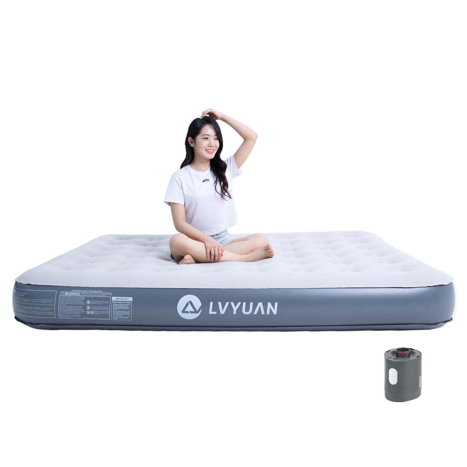 LVYUAN（リョクエン）エアーベッド 電動ポンプ内蔵 USB充電式 ダブルサイズ 空気ベッドエアーマット 折..