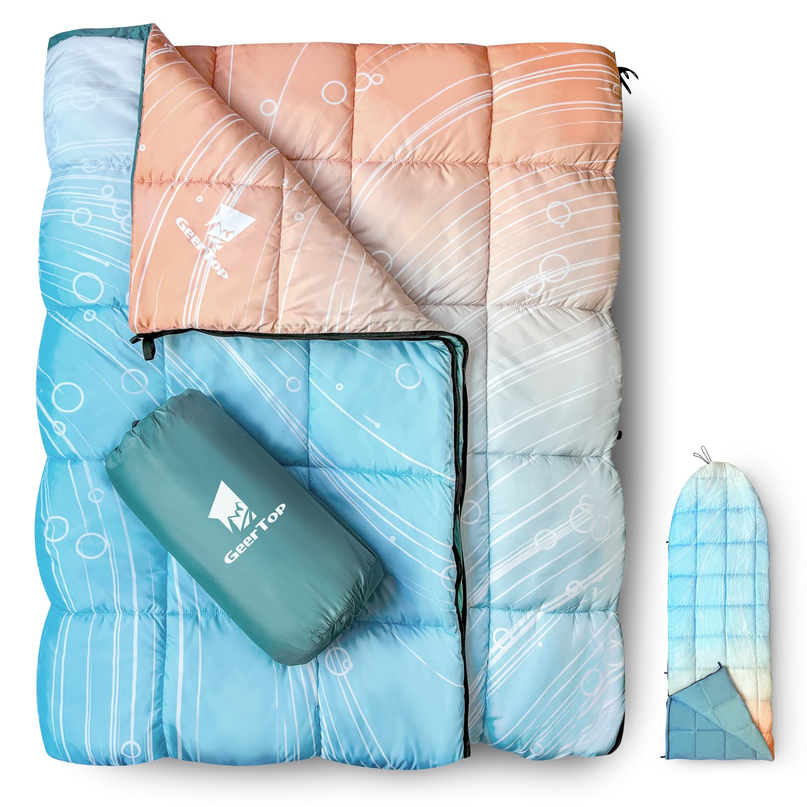 Geer Top ブランケット キャンプ マルチブランケット 肩掛け ひざ掛け 防寒 掛け布団 丸洗い可能 軽量 コンパクト アウトドア 旅行 車中泊 ツーリング 観戦 来客用 緊急時 200x140cm グラデーション