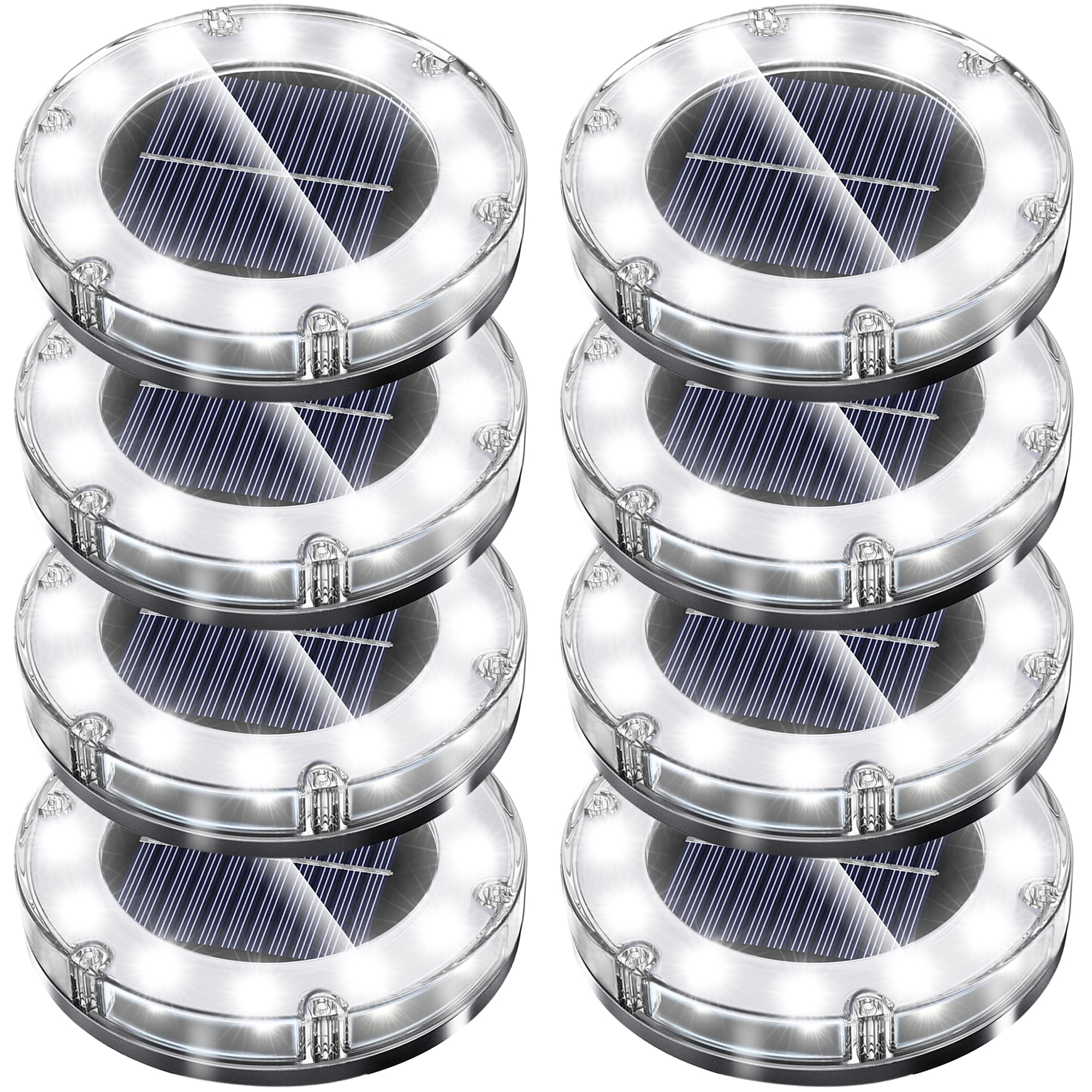 NFESOLAR LEDガーデンライト ソーラーライト 防水600mAh 光センサー おしゃれ 屋外 庭 ライトアップ 外構 エントランス 置き型 埋め込み式 ホワイト(8個セット)