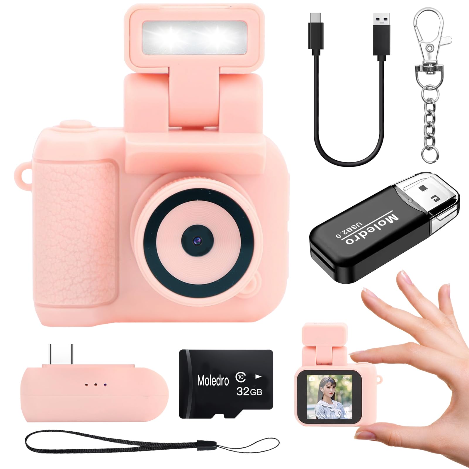 Moledro Ķ�����ǥ����륫��� �ߥ˥���� �ǥ����� 1080P�ӥǥ� 200������ 32GB�ޥ�����SD�������դ� ���ť١����դ� 1.44��������� ...