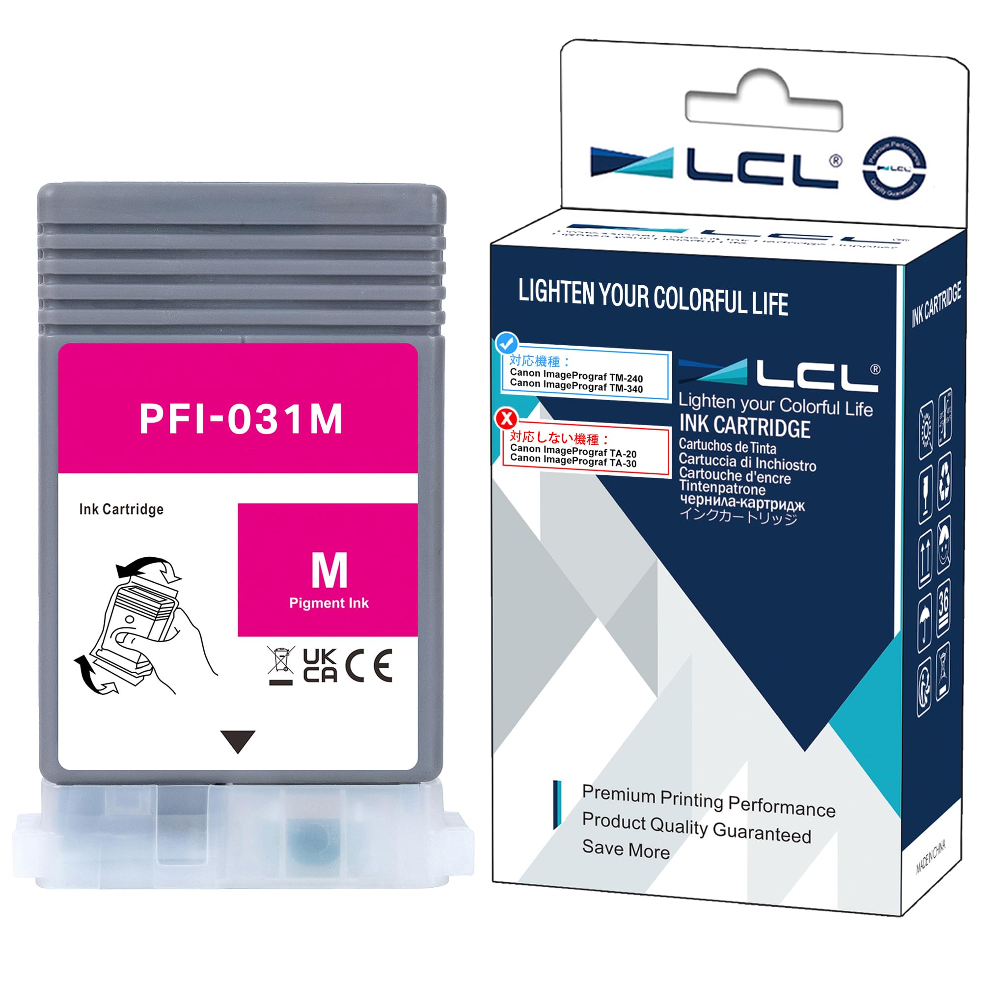 LCL Canon用 キャノン用 PFI-031 PFI-031M 6265C001AA 顔料（1パック マゼンタ） 互換インクカートリッジ 対応機種：Canon ImagePrograf TM-240 ImagePrograf TM-340