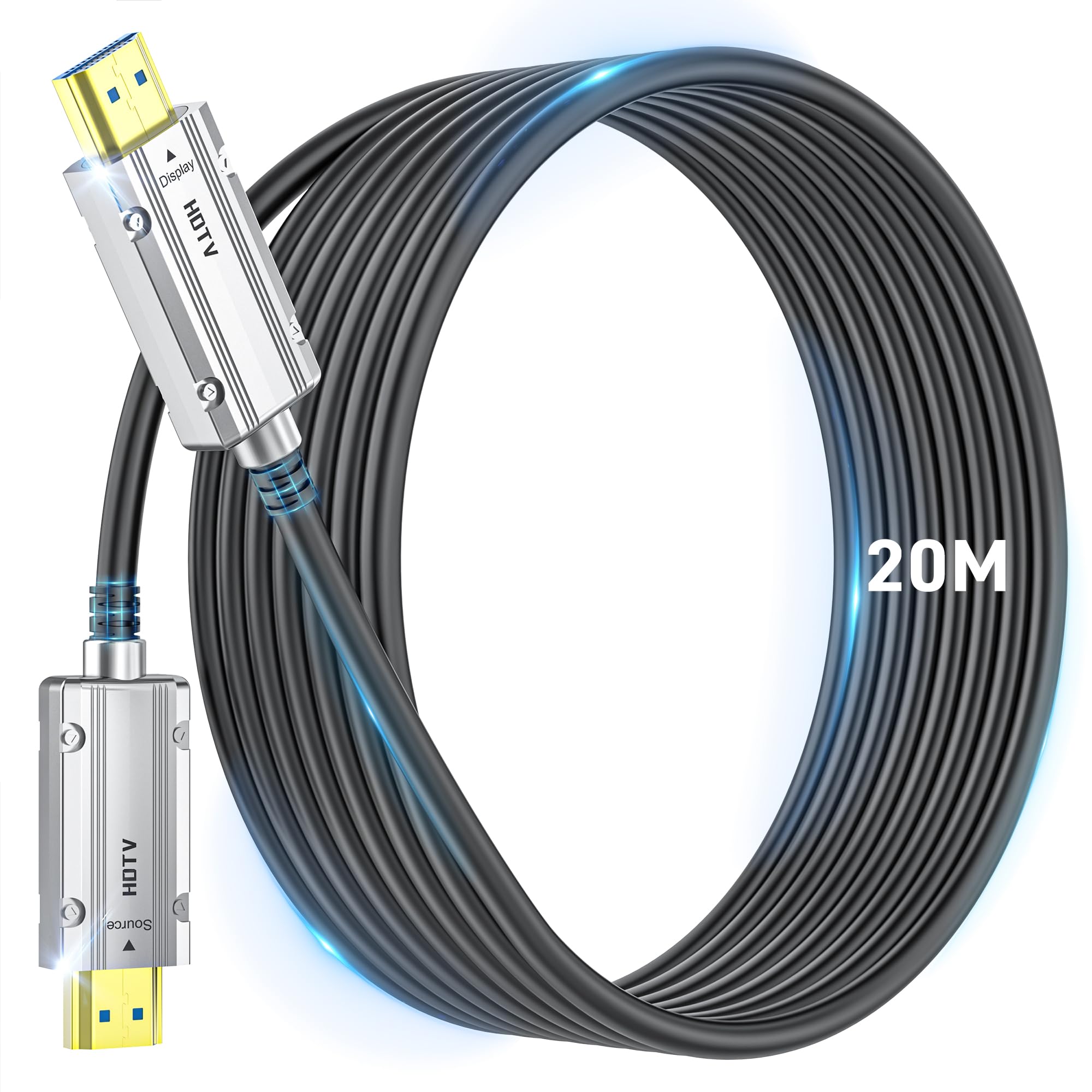 8K 光ファイバー HDMI 2.1ケーブル 20M HDMI ケーブル 48Gbps 超高速伝送 信号無損失 長距離配線 8K@60Hz/4K@120Hz 7680*4320の下位互換性 Dynamic HDR HDCP 2.2 & 2.3 eARC P