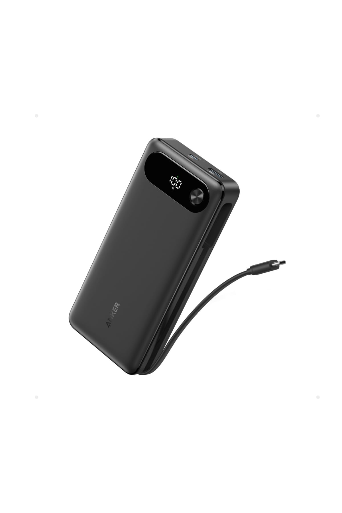 Anker Power Bank (20000mAh, 87W, Built-In USB-C ケーブル) (モバイルバッテリー 20000mAh 87W出力 大容量 LEDディスプレイ搭載 USB-Cケーブル内蔵)【PD/PowerIQ搭載/PSE技術基