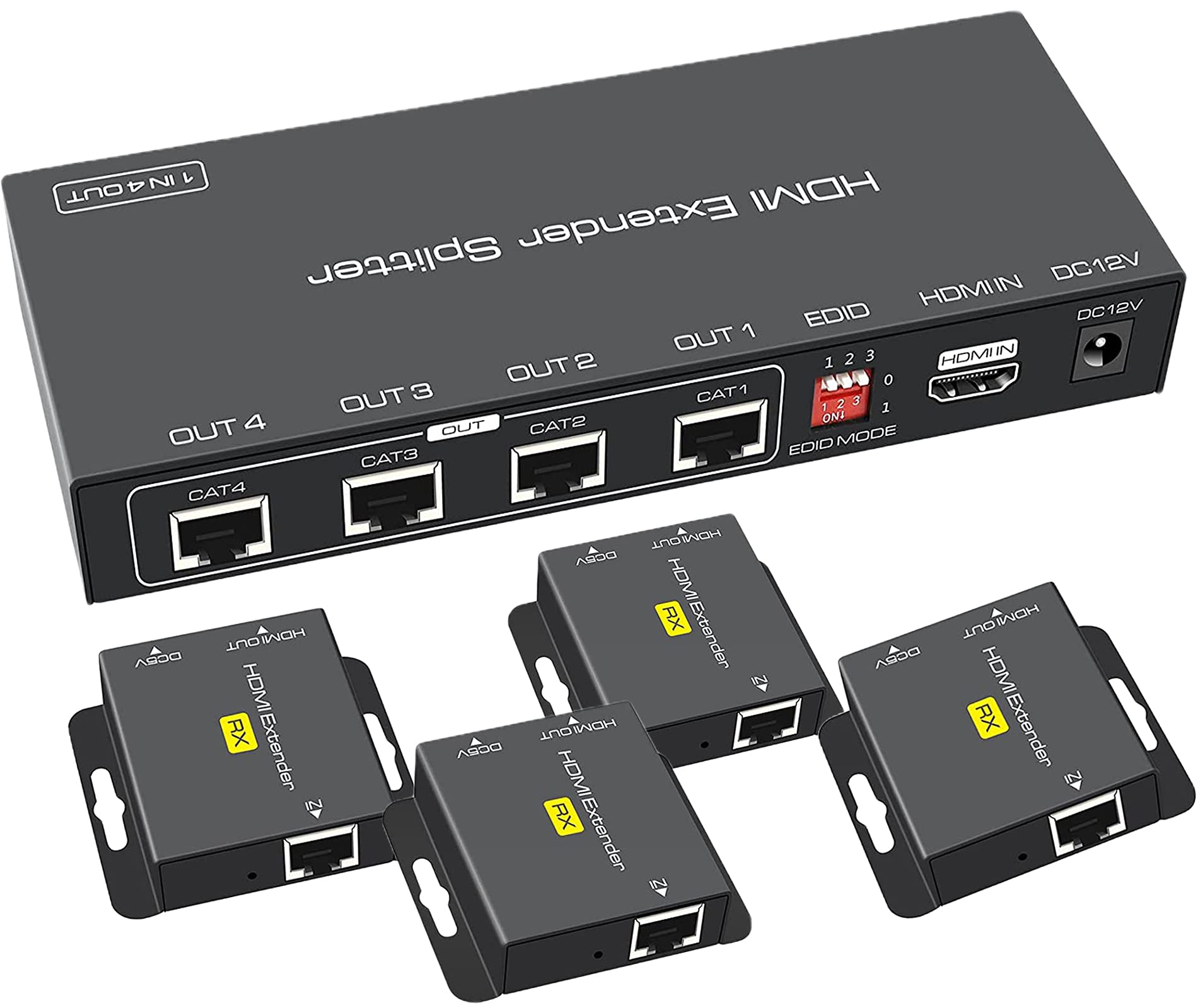 .co.jp HDMI ƥ EX714 50Mޤ Ĺ 4˥ Ʊ HDMI Splitter Extender ñŸ CAT6 Ĺ LAN ʬ RJ45 ƥ Ĺ ʬ۴ 1080P Ĺ CAT6