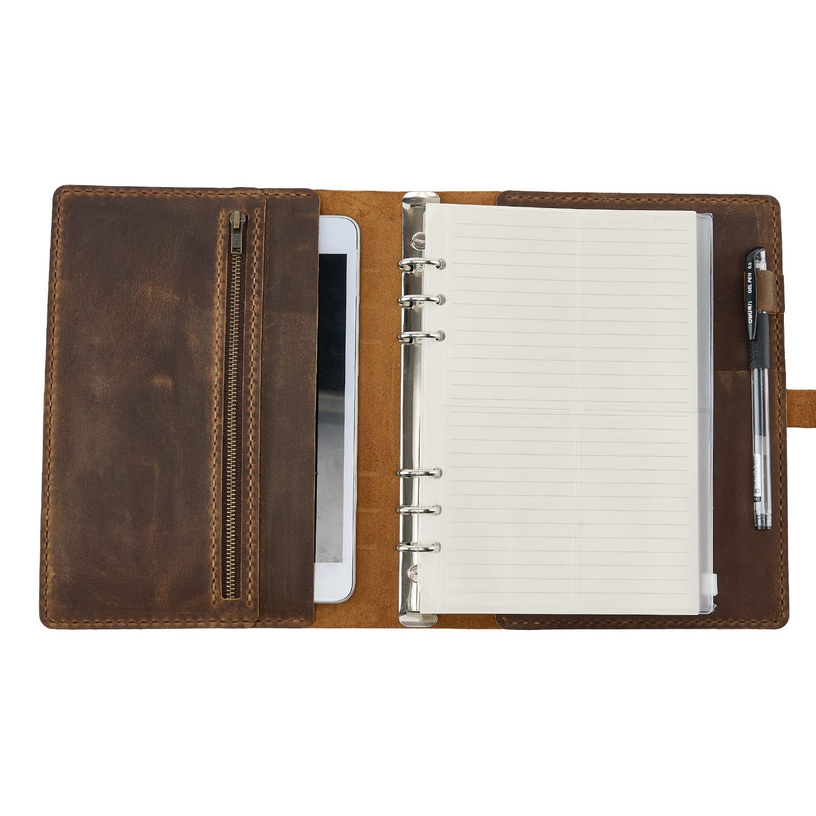 システム手帳 手帳カバー 革 A5 6穴 2025年 リングバインダーノート 手縫い レザーカバー リングノート..