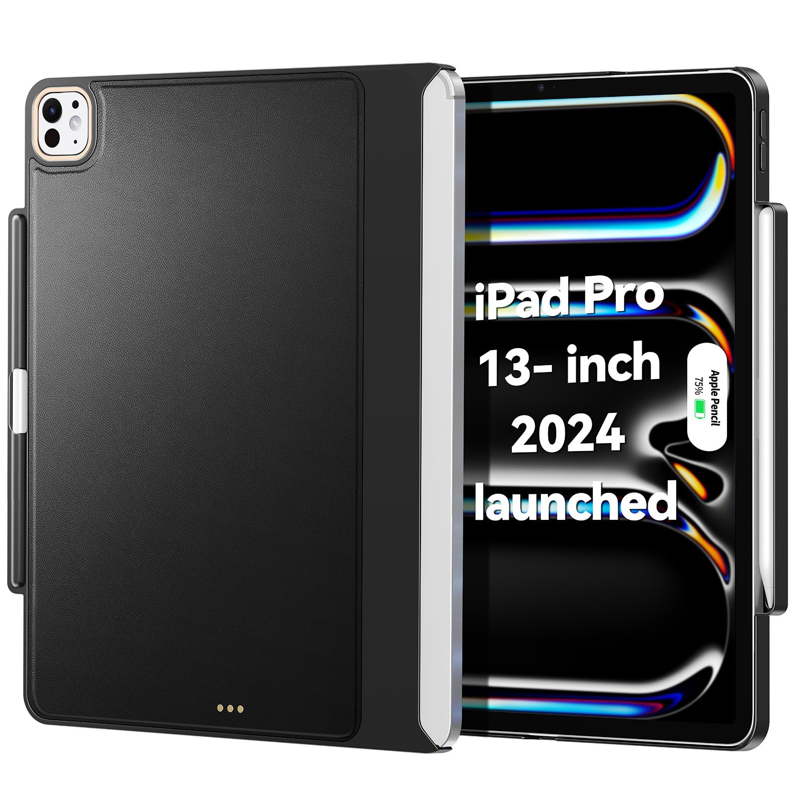 Matekxy iPad Pro 13インチ ケース M4 2024専用 マジックキーボードに対応 Magic Keyboard/Smart Keyboard Folioに対応 Apple Pencilホルダー付き マグネット付き 磁気吸着 薄型軽量 革(