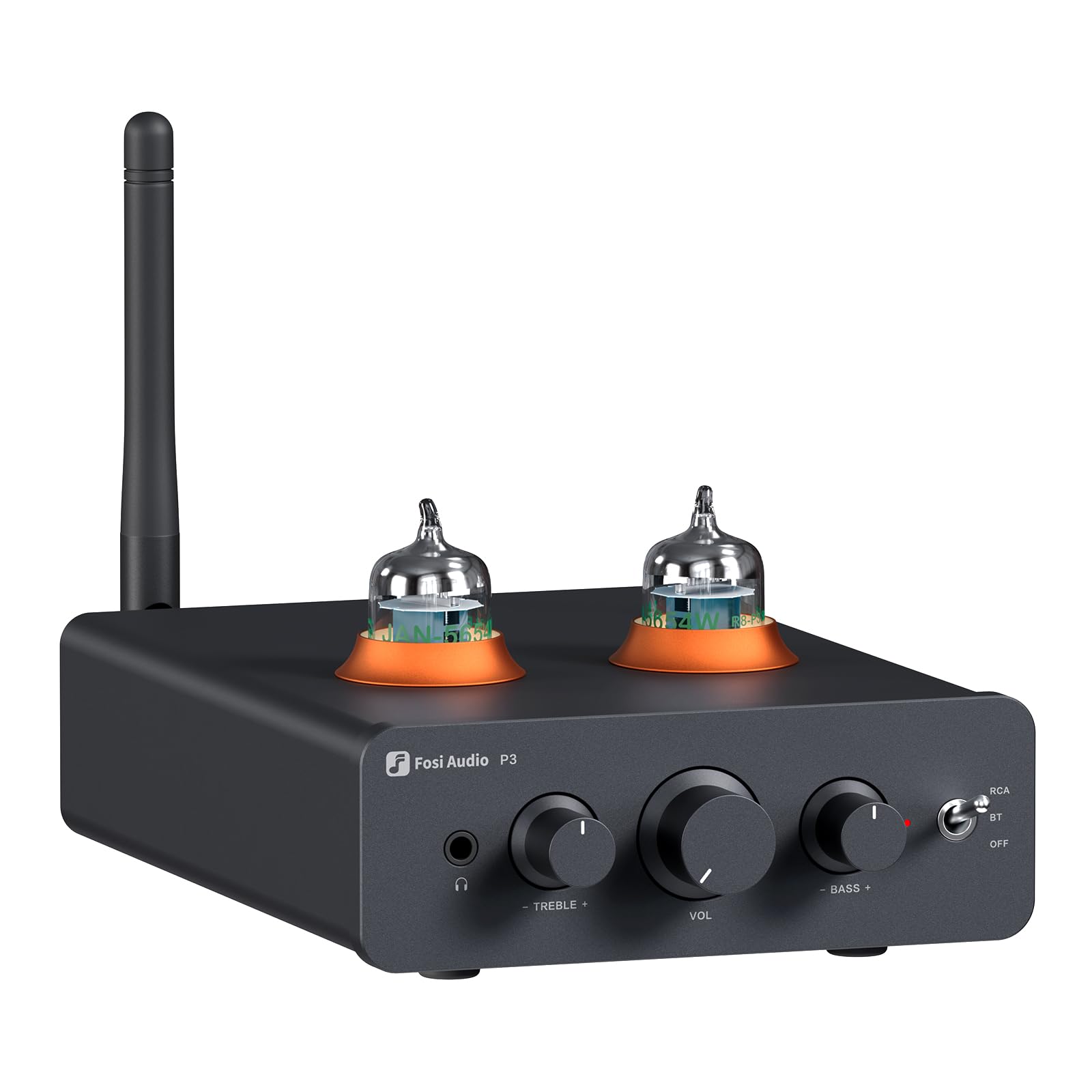 Fosi Audio P3 真空管 プリアンプ ヘッドホンアンプ 小型 ホームオーディオ ミニ真空管プリアンプ Bluetooth aptX LL HD 高低音制御対応 HiFi ステレオ アクティブスピーカー適用 RCA/AUX ポート搭載 電源付き