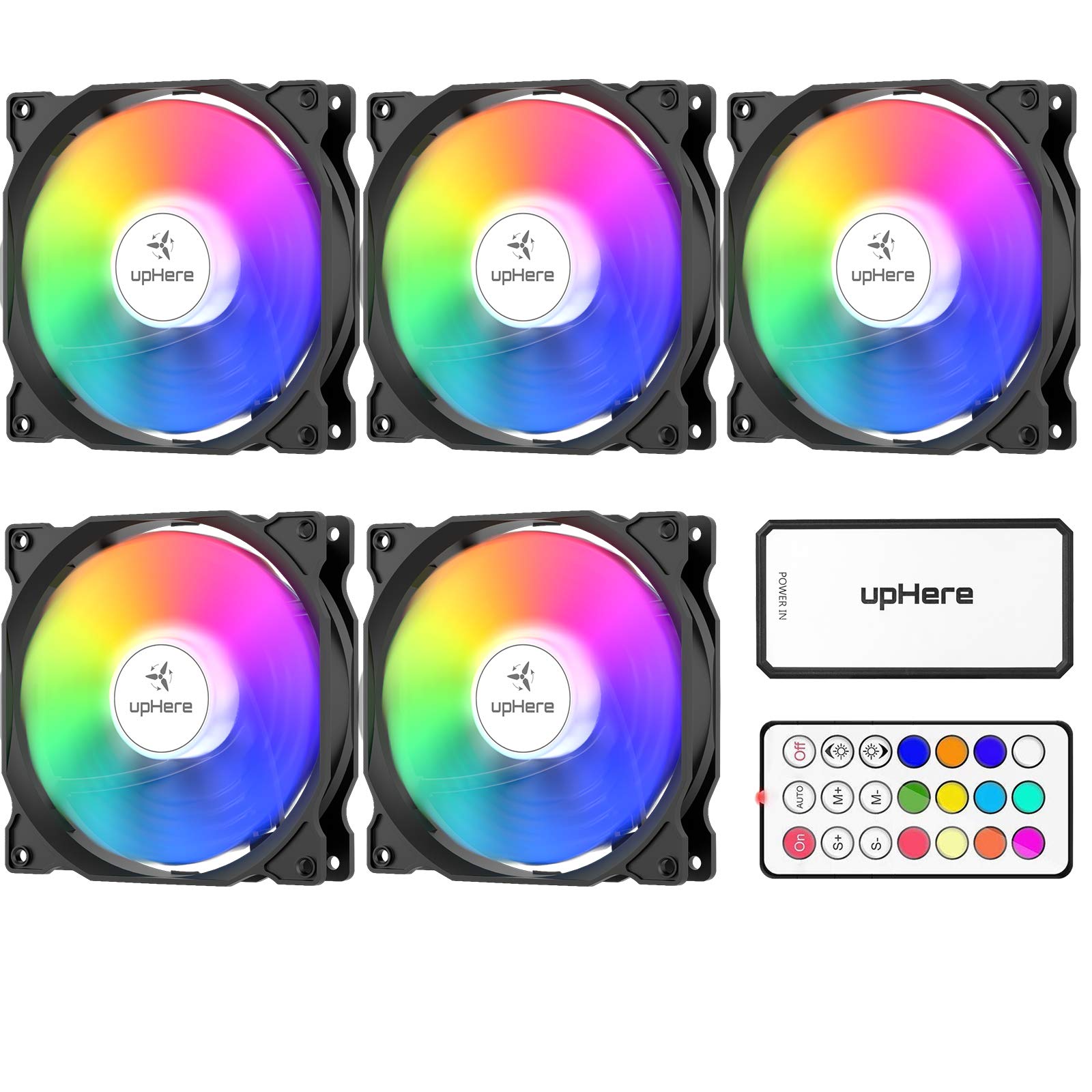 樂天商城 - Novonest 120mm RGB PCケースファン 中を光らせる 静音タイプ 25mm厚 6PIN リモコンで制御 5本1セット 黒い枠【C8123-5】 …