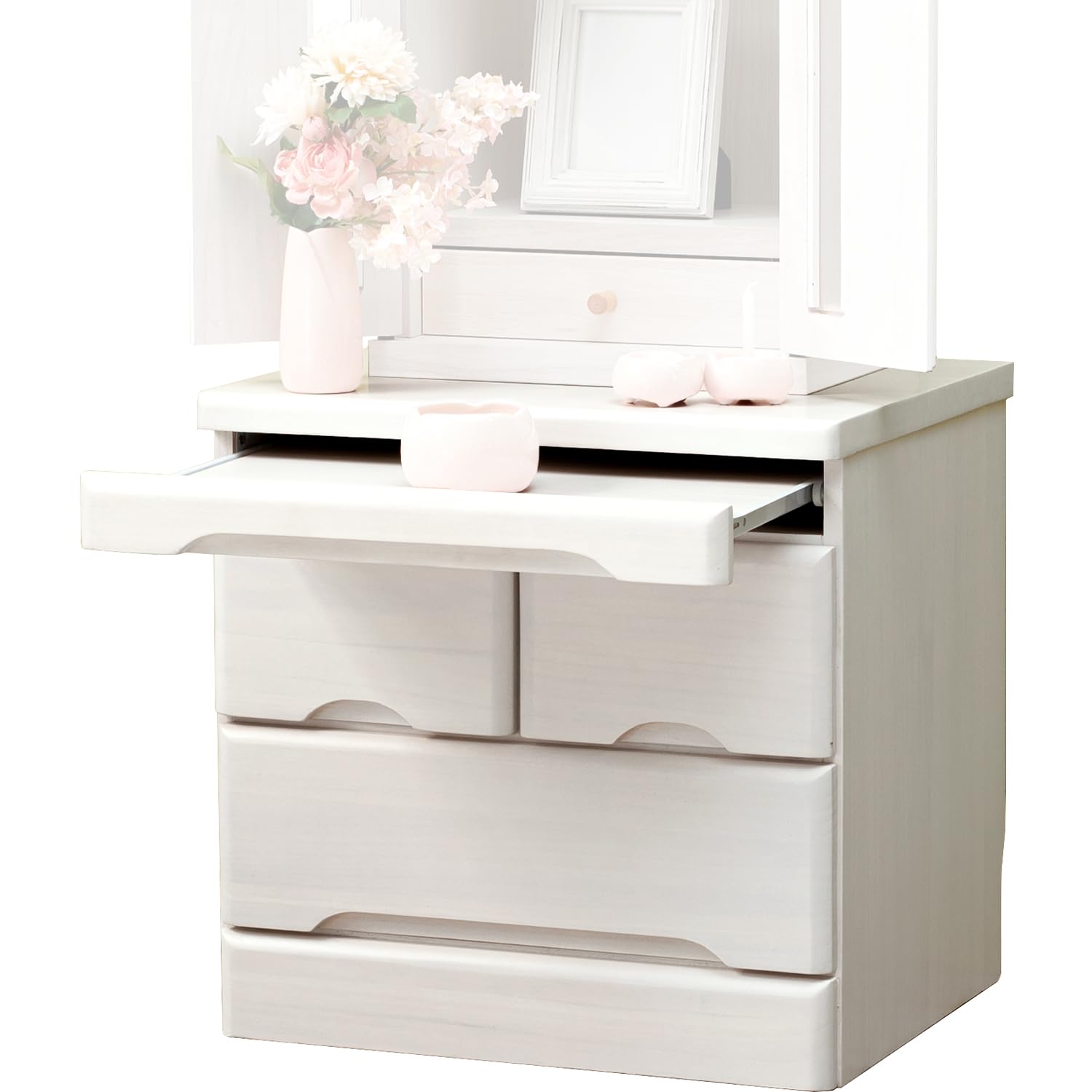 萩原 仏壇下台 仏壇台 仏壇チェスト 仏具 収納 モダン 完成品 天然木 幅46 奥行39 高さ45 ホワイトウォッシュ MCH-6072WS