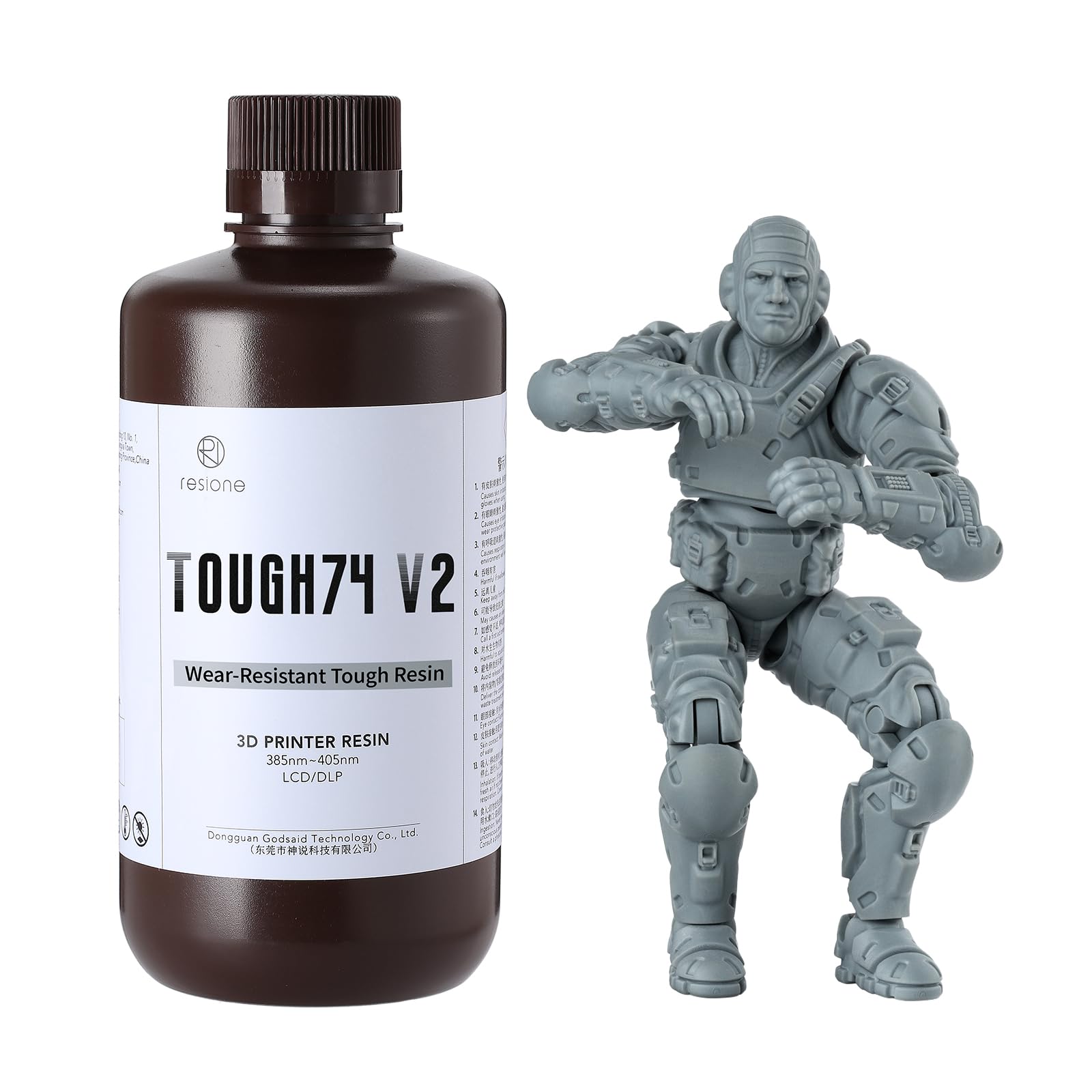 RESIONE 光造形3 Dプリンタ—レジン：TH-Tought74 V2 ABSレジン - 耐摩耗 耐スクラッチ光硬化標準樹脂 405nm LCD DLP MSLA 3Dプリンター向け (グレー)