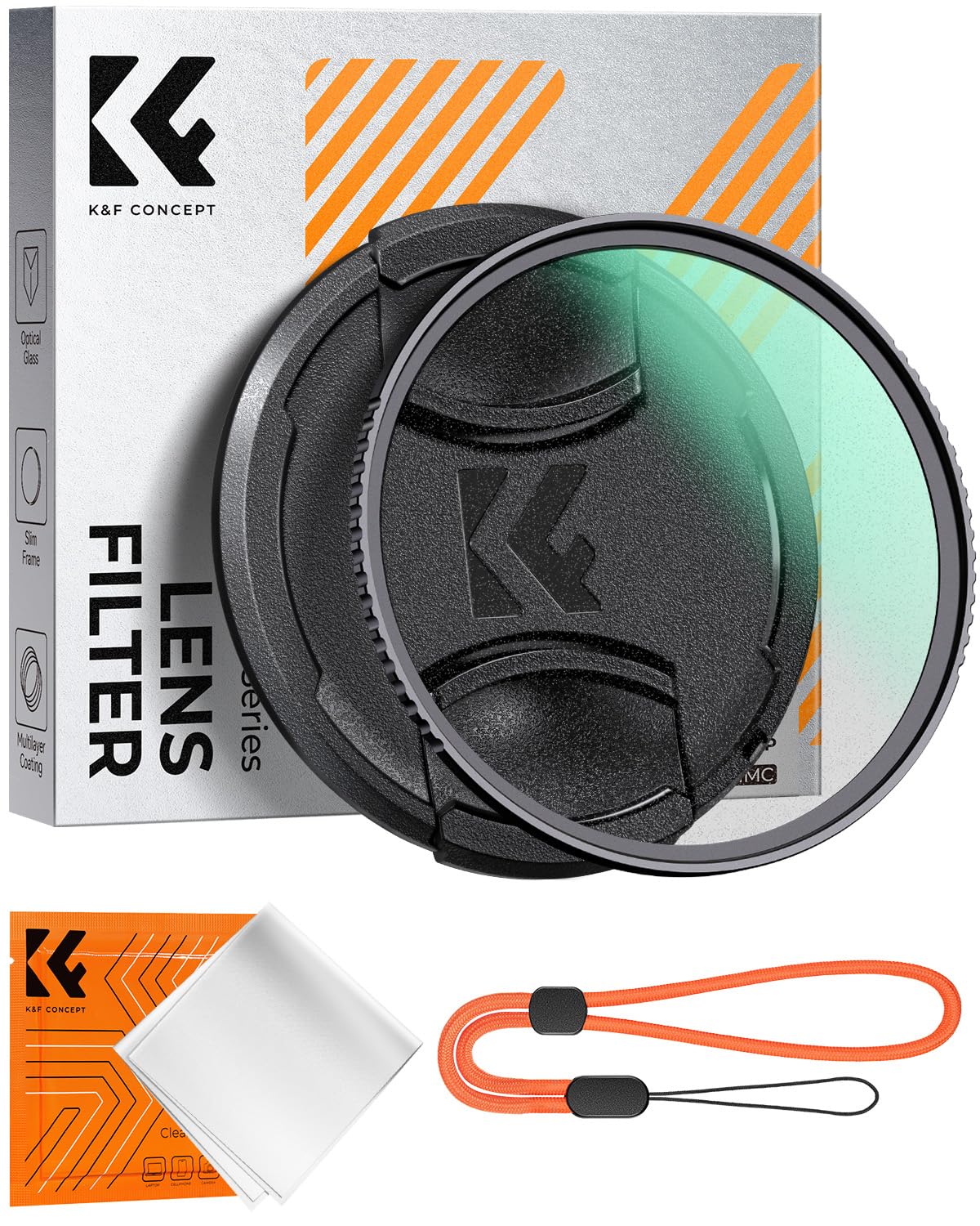K&F CONCEPT 52mm ブラックミスト1/4フィルター ソフト効果 レンズキャップ付き 1枚クリーニングクロス付属 コントラスト調整用 ソフト描写用フィルター 多層ナノコーティング 航空アルミ材質 薄枠 ポートレートに最適（Nano-Klear）