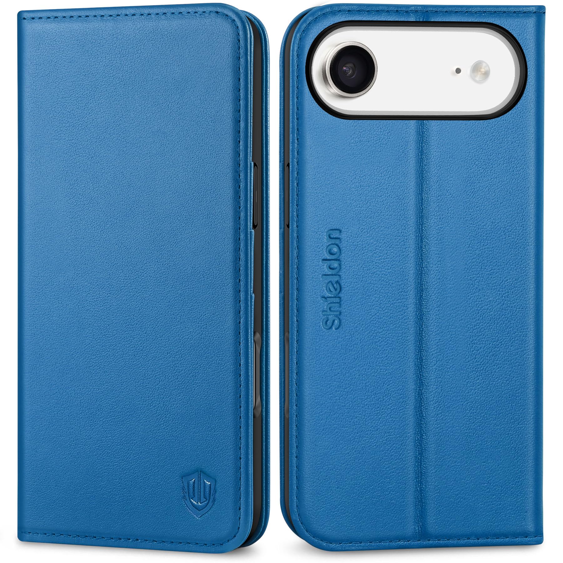 SHIELDON iPhone Air 対応 手帳型ケース 本革レザー 6.5インチ 5G TPU素材 カード収納 [RFIDブロッキング] 横置きスタンド機能 マグネット内蔵 ストラップ穴付き 衝撃吸収 あいふぉん Air 対応スマホケース 2025年発