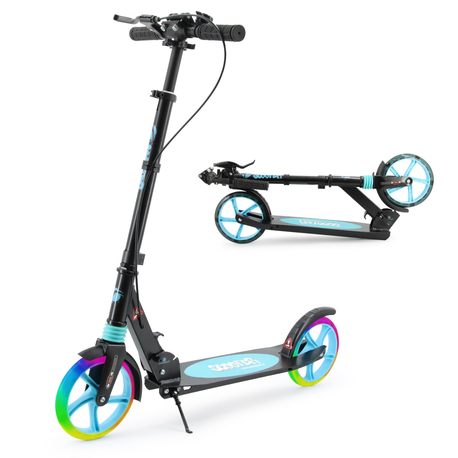TENBOOM キックボード キックスクーター 子供/大人用 2WAYフット/ハンドブレーキ 折り畳み式 3段階高さ..