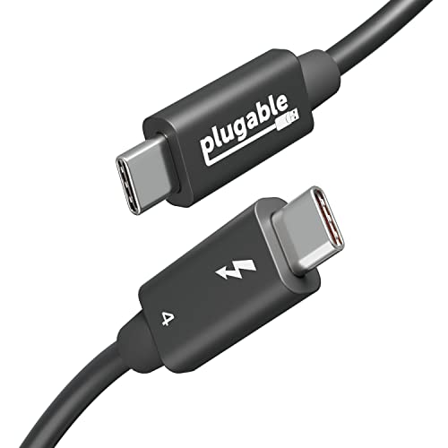 Plugable Thunderbolt 4 ケーブル 40Gpbs 240W 充電対応 1m  8K モニタ x 1、4K モニターx 2、USB4 Thunderbolt 3 USB-C 互換