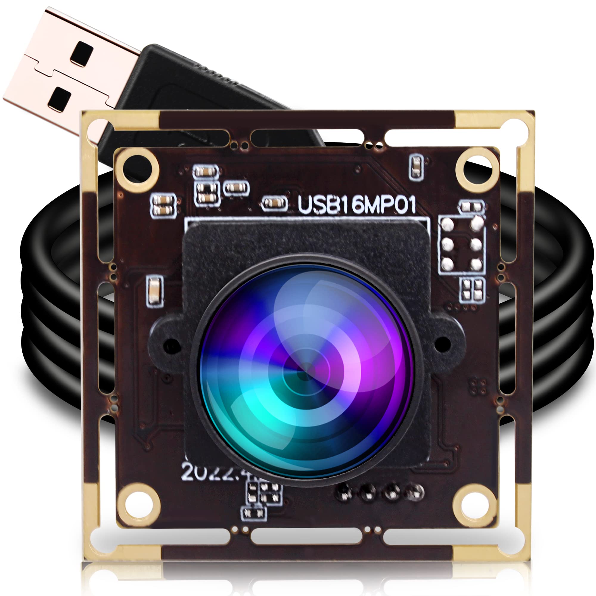 ELP 1600万画素 Webカメラ 広角 小型 USBカメラ モジュール パソコン 170度魚眼レンズ 4K ウェブカメラ ボード コンピューター UVC USB2.0 Webかめら ミニ ビデオカメラ 1/2.8" IMX298 付き 3D スキャナー