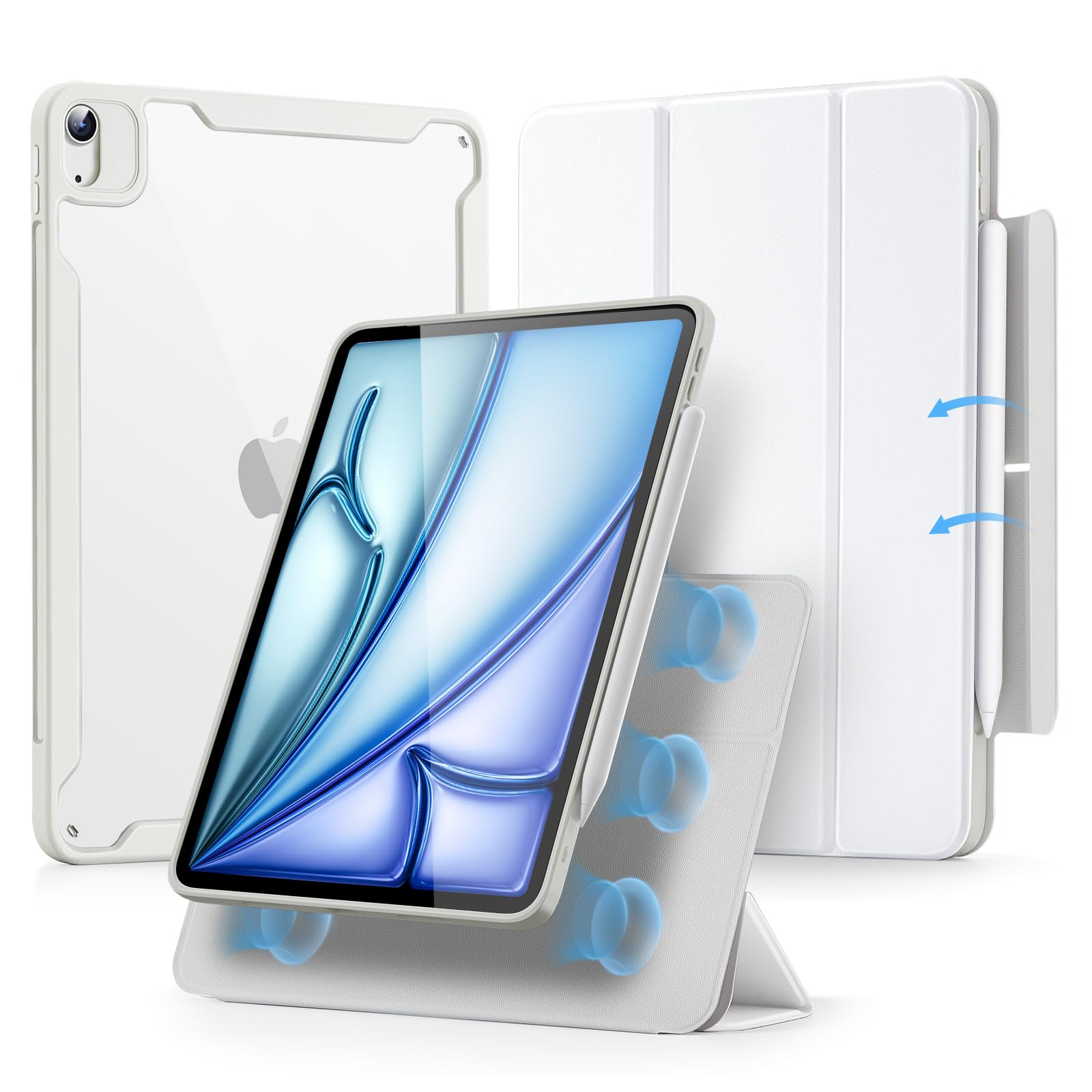 樂天商城 - ESR iPad Air 11インチ ケース (M3/M2、2025/2024) iPad Air 第5/4世代 ケース(2022/2020)専用 Pencilホルダー付き 取り外し可能マグネットカバー 縦置き/横置きスタンド Pencil Pro/USB