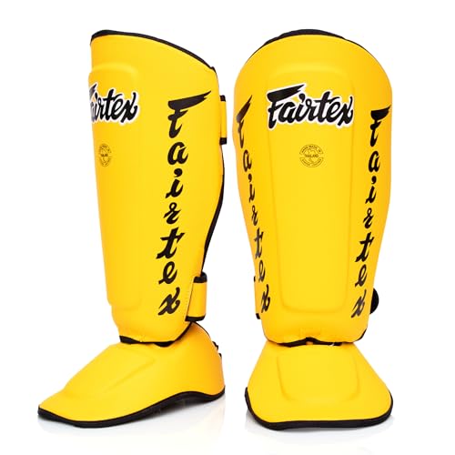 楽天松陰屋 楽天市場店（Yellow, Medium） - Fairtex Muay Thai Boxing MMA Shin Guards SP7 Twister Detachable In Step Shin Pads Colour: Black White Red Blu