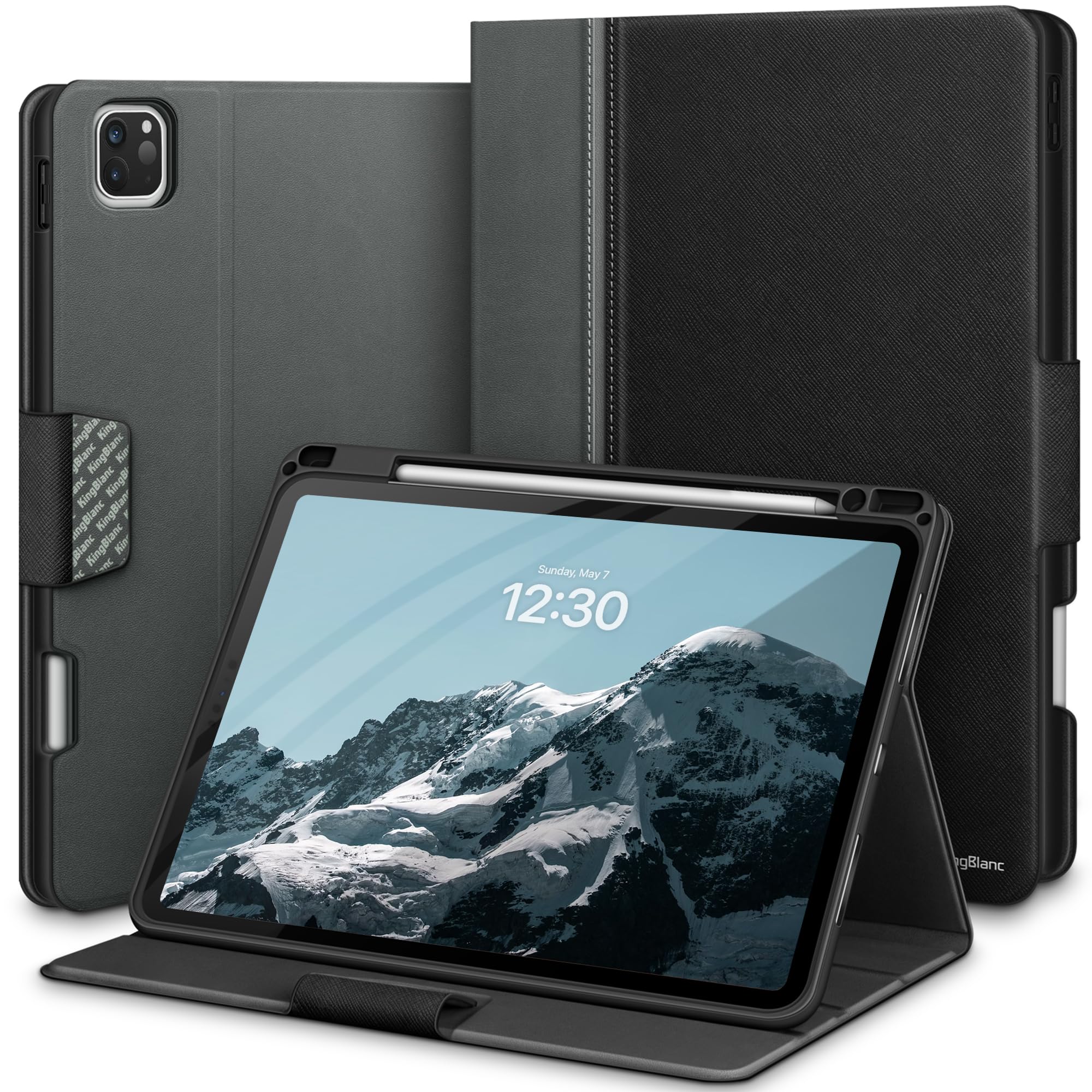 樂天商城 - KingBlanc iPad Pro 13インチ ケース（M5/M4、2025/2024）専用 手帳型 ペン収納 Apple Pencil Pro/USB-C対応 汚れにくい 高級PUレザー製 オートスリープ ペンシルホルダー付き 絵描き角度 全面保護 カ