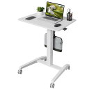 GIBBON MOUNTS 昇降デスク 移動式 スタンディングデスク ホワイト オフィスワークテーブル ガス圧 無段階調節 キャスター付き サイドテーブル テレ...
