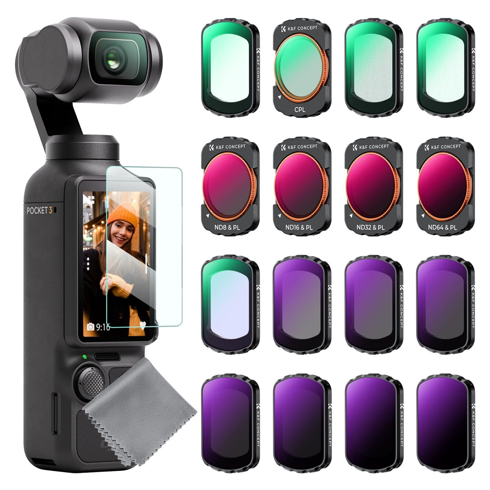 K&F Concept [16] Osmo Pocket 3  ե륿åȡ1/4֥åߥ+1/8֥åߥ+UV+...