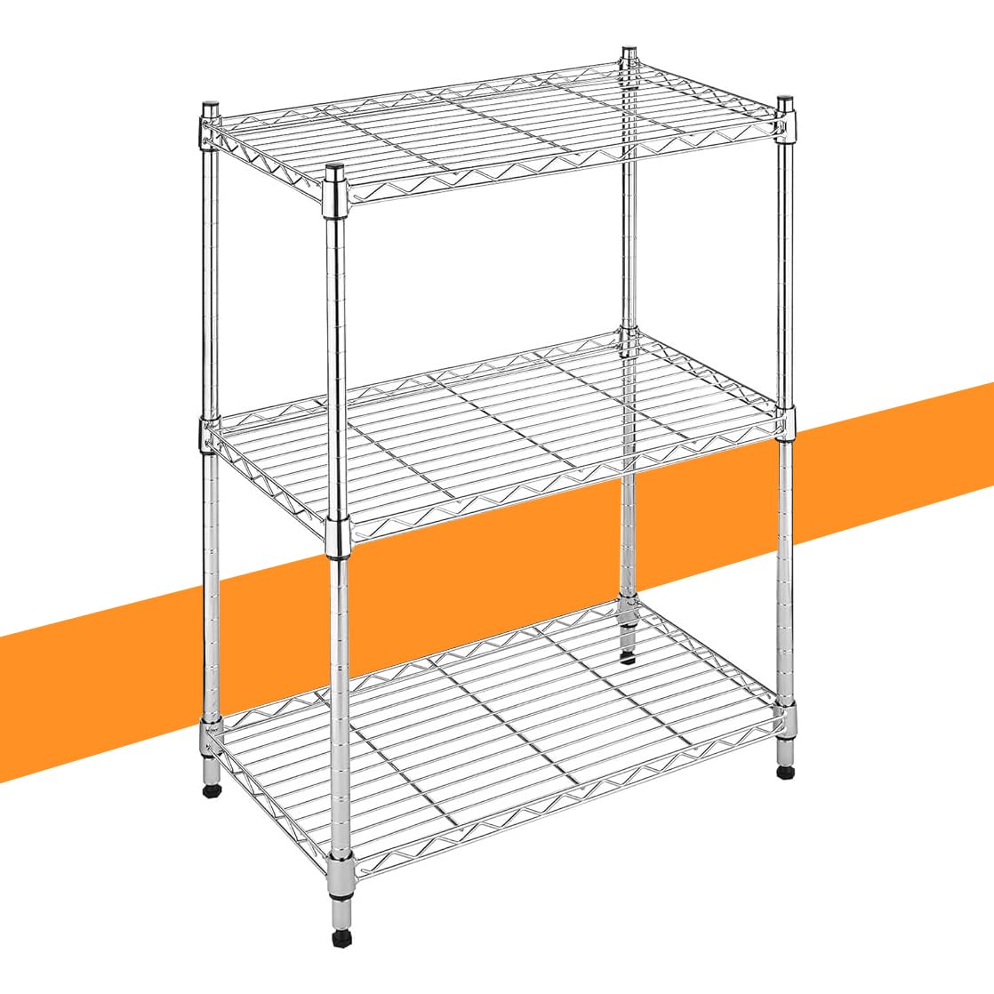 AEEZO 3段 スチールラック 幅60×奥行35×高さ80cm メタルラック キッチンラック 棚ラック 収納ラック 耐荷重70kg 高耐久ストレージシェルビング 高さ調節可能 防サビ加工 収納棚 メタルシェルフ スチールシェルフ サビに強い ポール径19