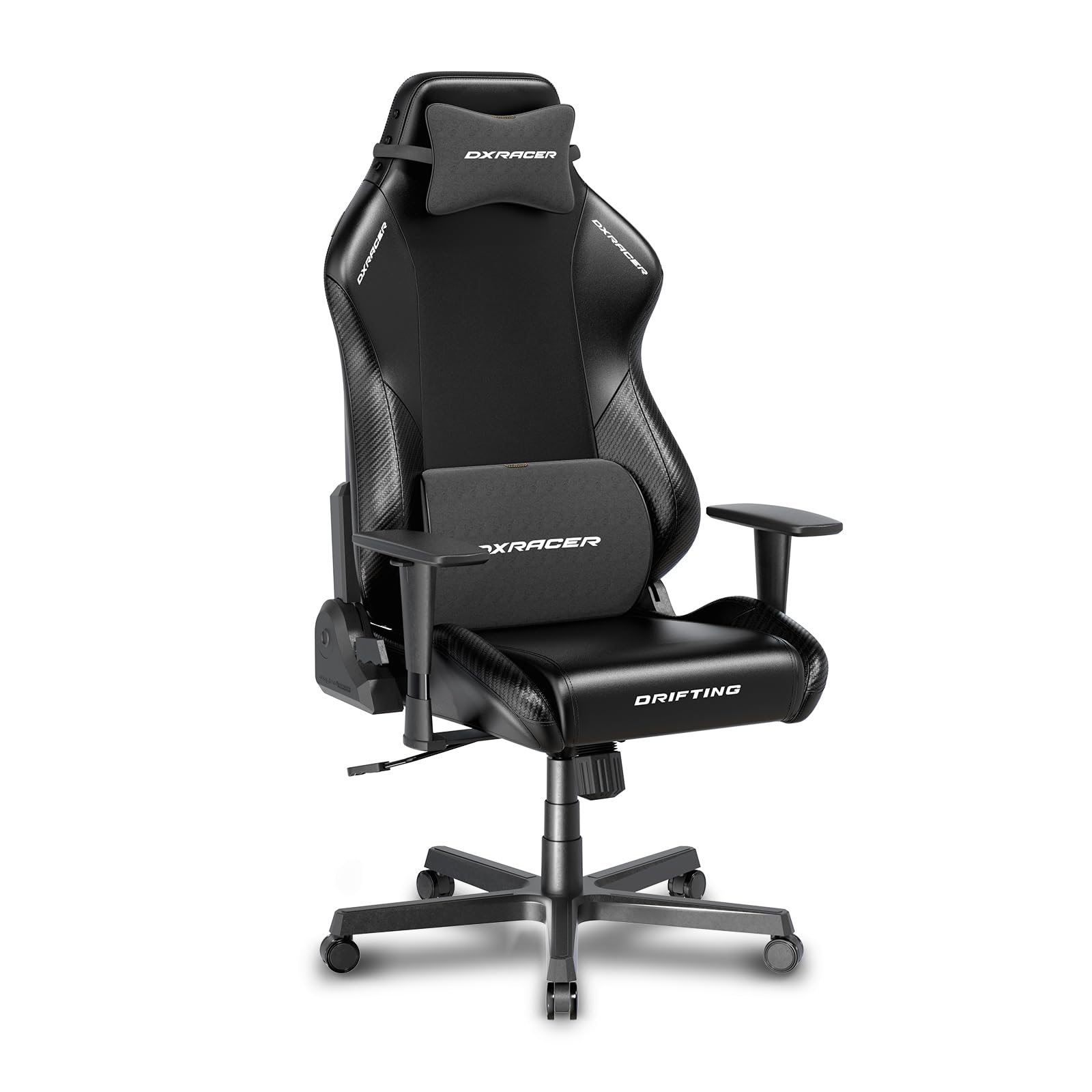 DXRacer（デラックスレーサー）ゲーミングチェア Driftingシリーズ 黒 ブラック オフィス デスクチェア 高耐久EPUレザー ゲームチェア パソコン椅子 テレワーク PCチェア リクライニング 3Dアームレスト 人間工学 ロッキング機能