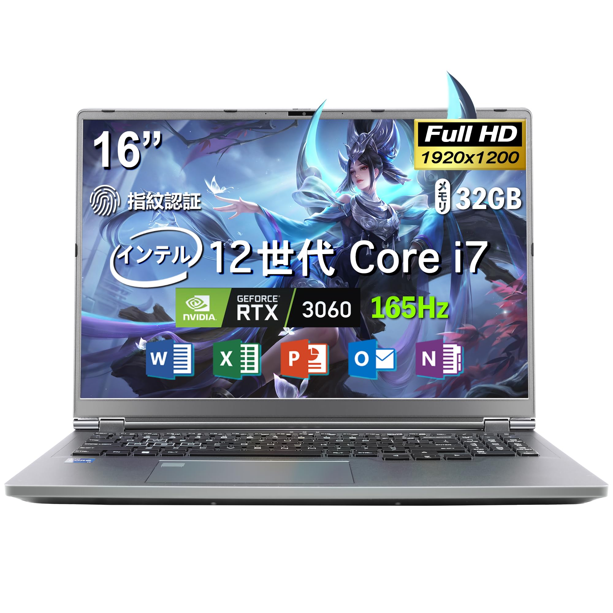 ゲーミングノートpc インテル Corei7-12700H RTX3060 メモリ32GB Laptop 16インチ 液晶/1920 1200(165Hz)ディスプレイ Webカメラ 大画面ノートパソコン gaming laptop パソコン ノート of