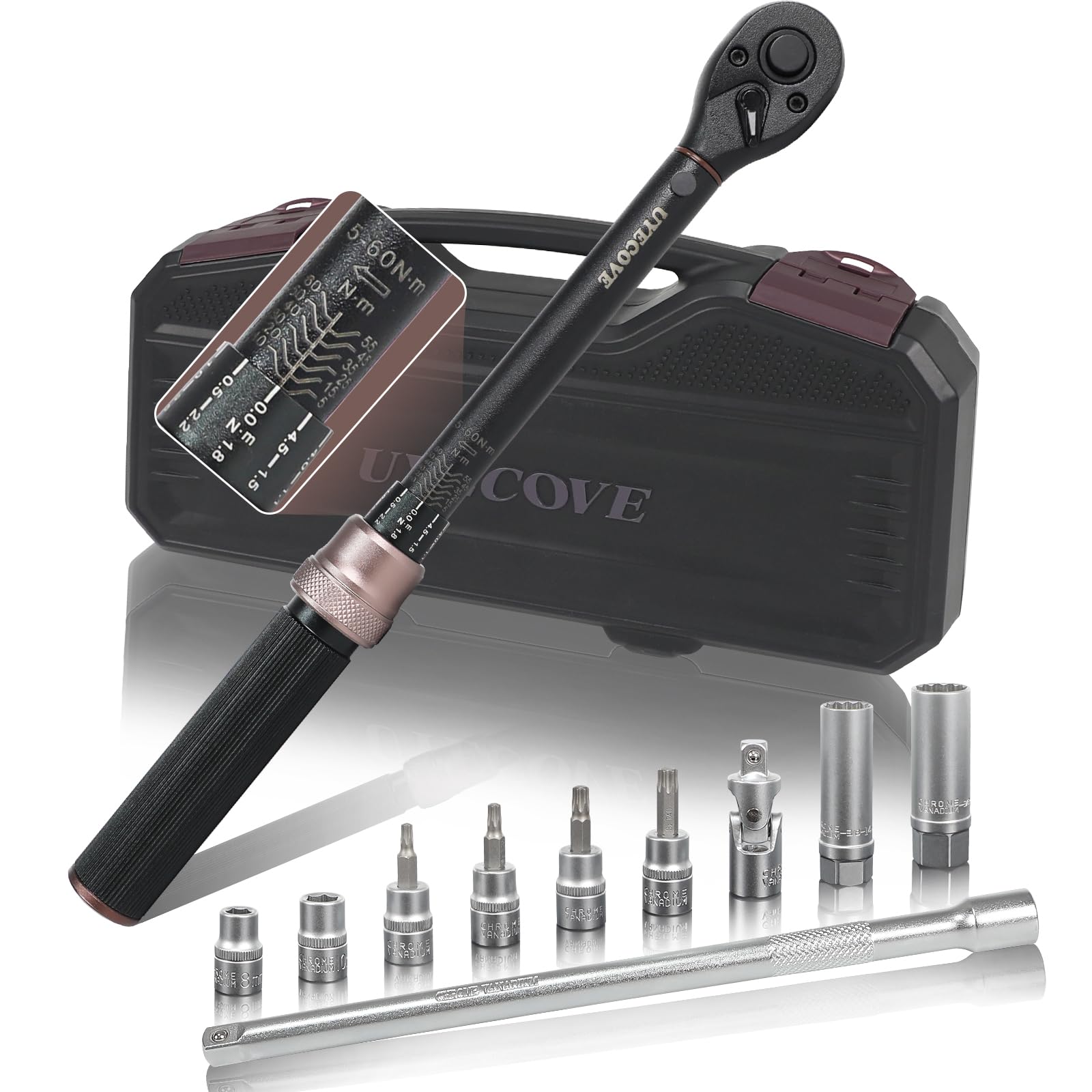 UYECOVE ȥ륯å Х ץ쥻åȷ 9.5 mm (3/8) 5-60N.m 11å  󥸥 ...