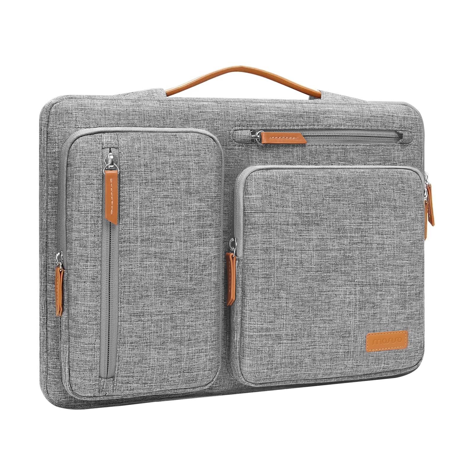 MOSISO 360 保護 パソコンPCケース、対応機種 17-17.3 インチ Dell/HP/Lenovo/Asus/Pavilion/Ideapad/Acer、側開け メッセンジャーバッグ 4つファスナーポケット & 取っ手付き(グレー)