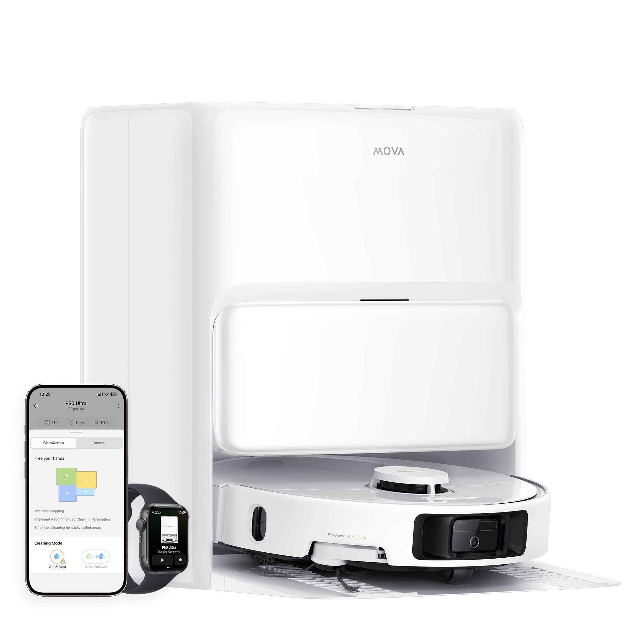 MOVA P50 Ultra ロボット掃除機 全自動 19,000Paの吸引力 75℃の温水モップ自動洗浄・乾燥機能 自動ゴミ収集 高精度マッピング 掃除経路確認 自動障害物回避 お掃除ロボット LDSレーザーナビゲーション 自動マッピング 毛髪絡み防止