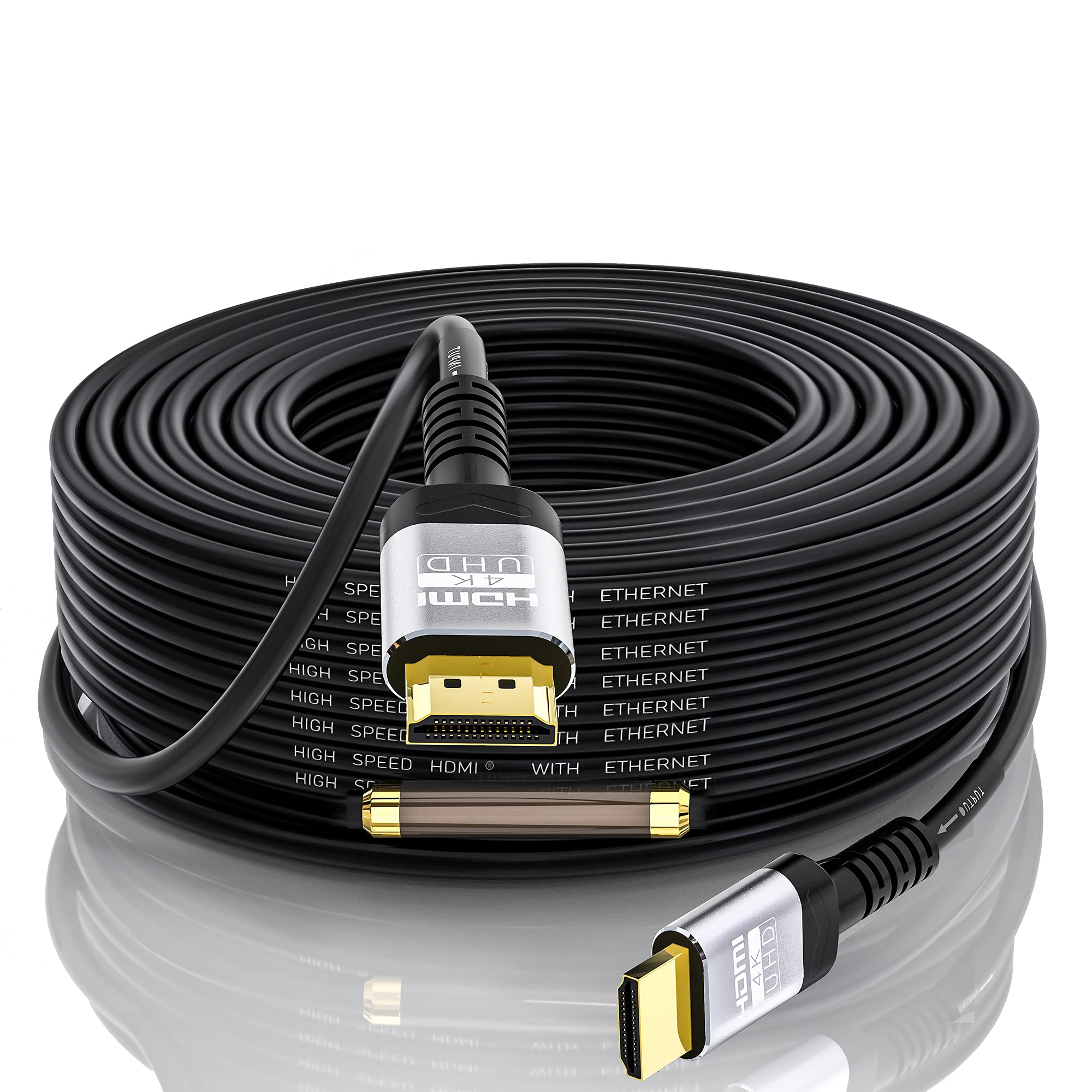 4K HDMIケーブル 30m，イコライザー付きハイスピード hdmi2.0 ケーブル & 4K 60hz 2K 1080P 3D HDCP2.2 イーサネット ARC(オーディオリターンチャンネル)，対応UHDテレビ、PC、モニター など適用