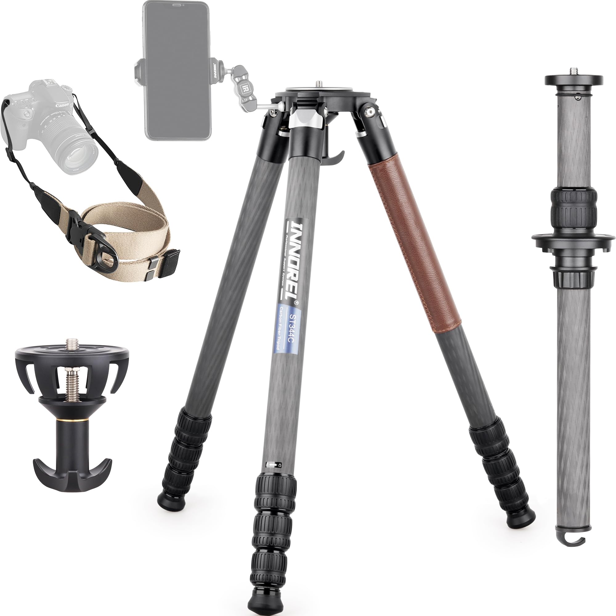 樂天商城 - INNOREL カーボン 三脚 カメラ用 大型 一脚可変 耐荷重 35KG 四段 10-196CM チューブ径 34.4/31.0/28.0/25.0MM ボウルアダプター 75MM ナットロック式 ビデオ デジタル カメラ 一眼レフ デジカメ DSLR